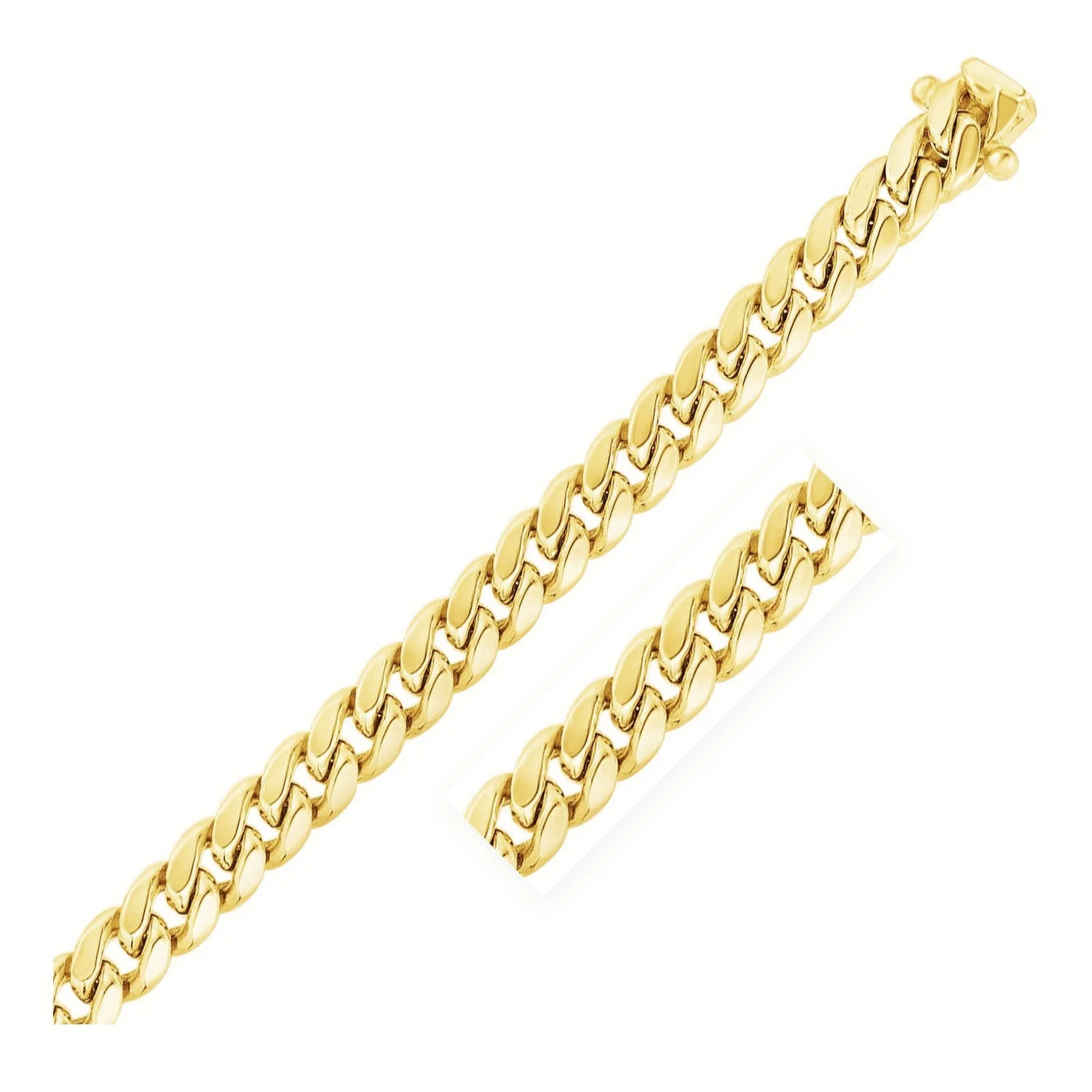 10.5mm 14k Yellow Gold Semi Solid Miami Cuban Chain - Image 5