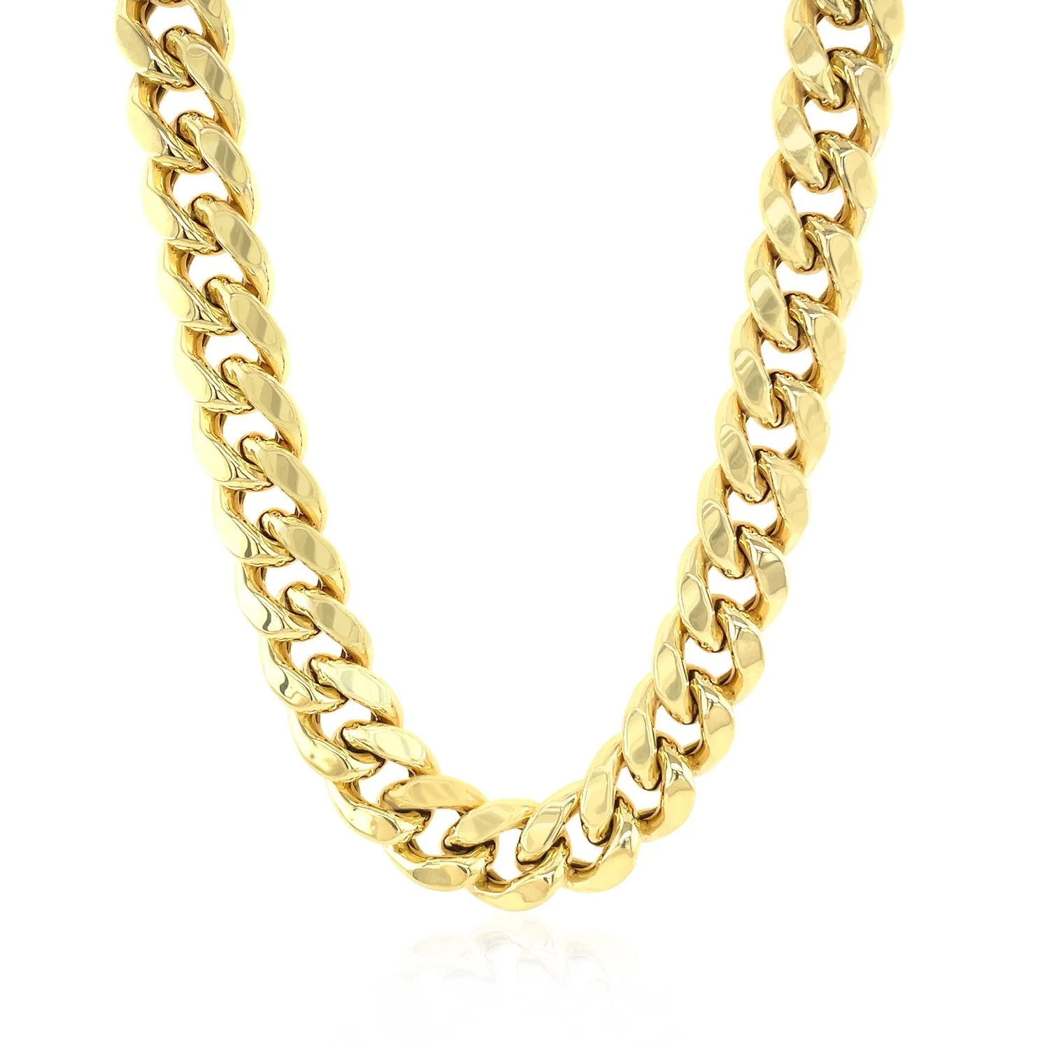 10.5mm 14k Yellow Gold Semi Solid Miami Cuban Chain - Image 6
