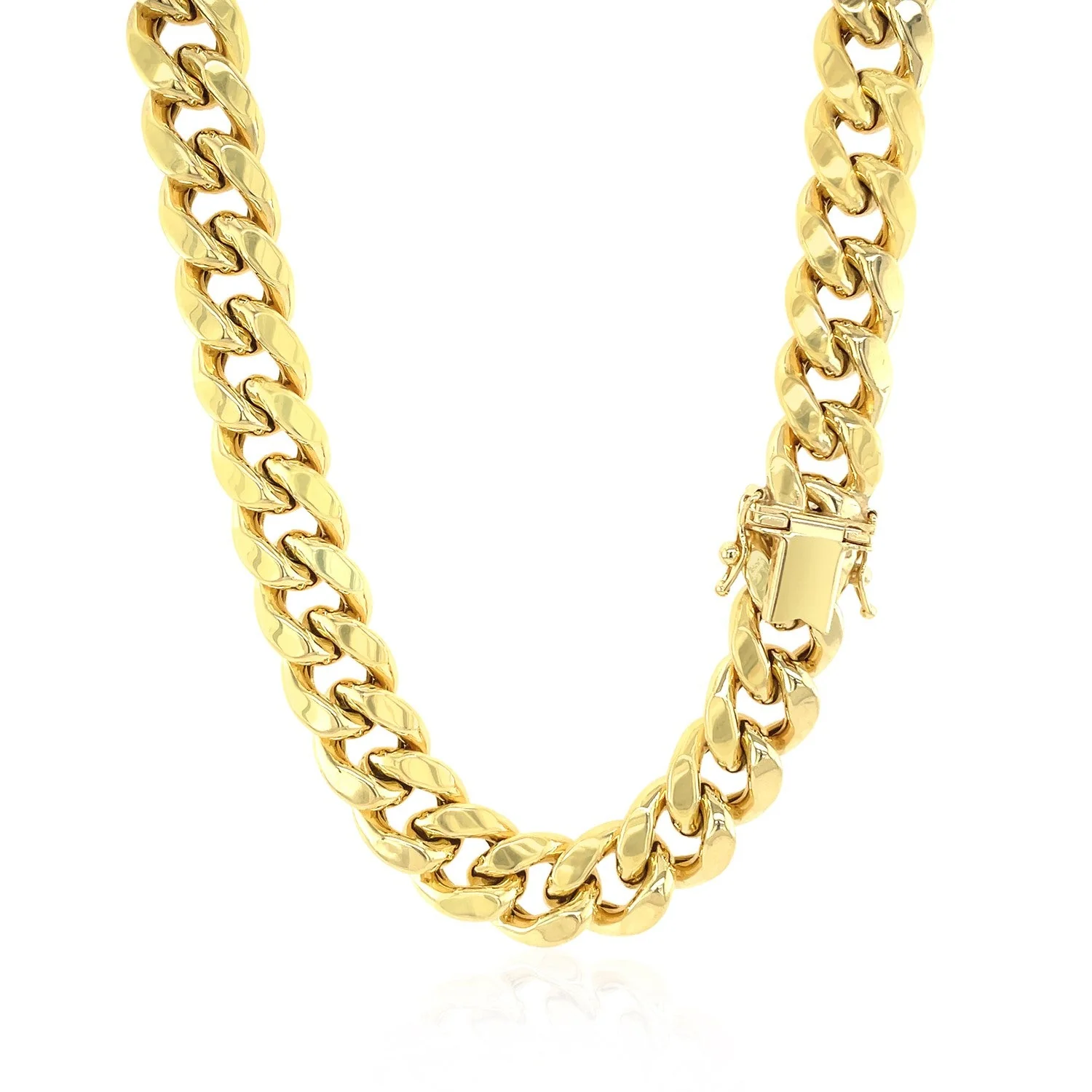 10.5mm 14k Yellow Gold Semi Solid Miami Cuban Chain - Image 8