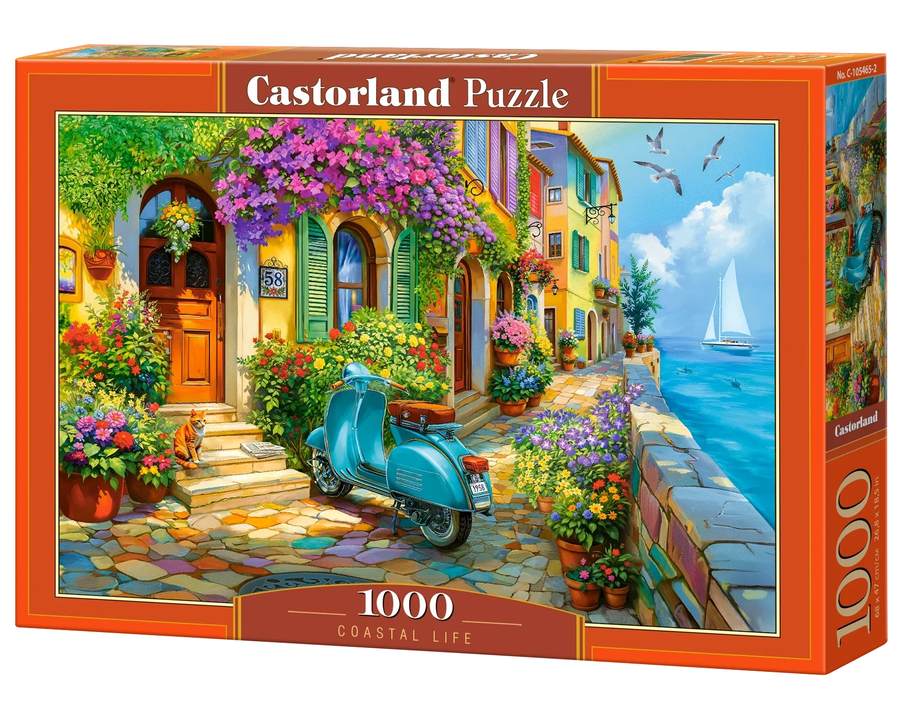 1000 Piece Jigsaw Puzzle, Coastal Life, Mediterranean Village, Italian Riviera puzzle, Seaside, Adult Puzzle, Castorland C-105465-2