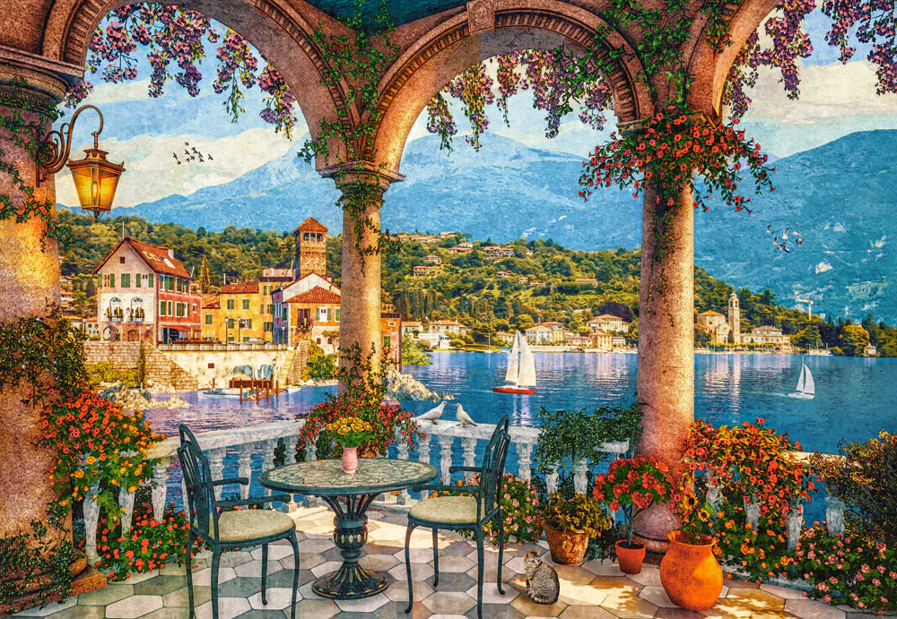 1000 Piece Jigsaw Puzzle, Mediterranean Veranda, Italian mountain lake, Adult Puzzle, Castorland C-105120-2 - Image 2