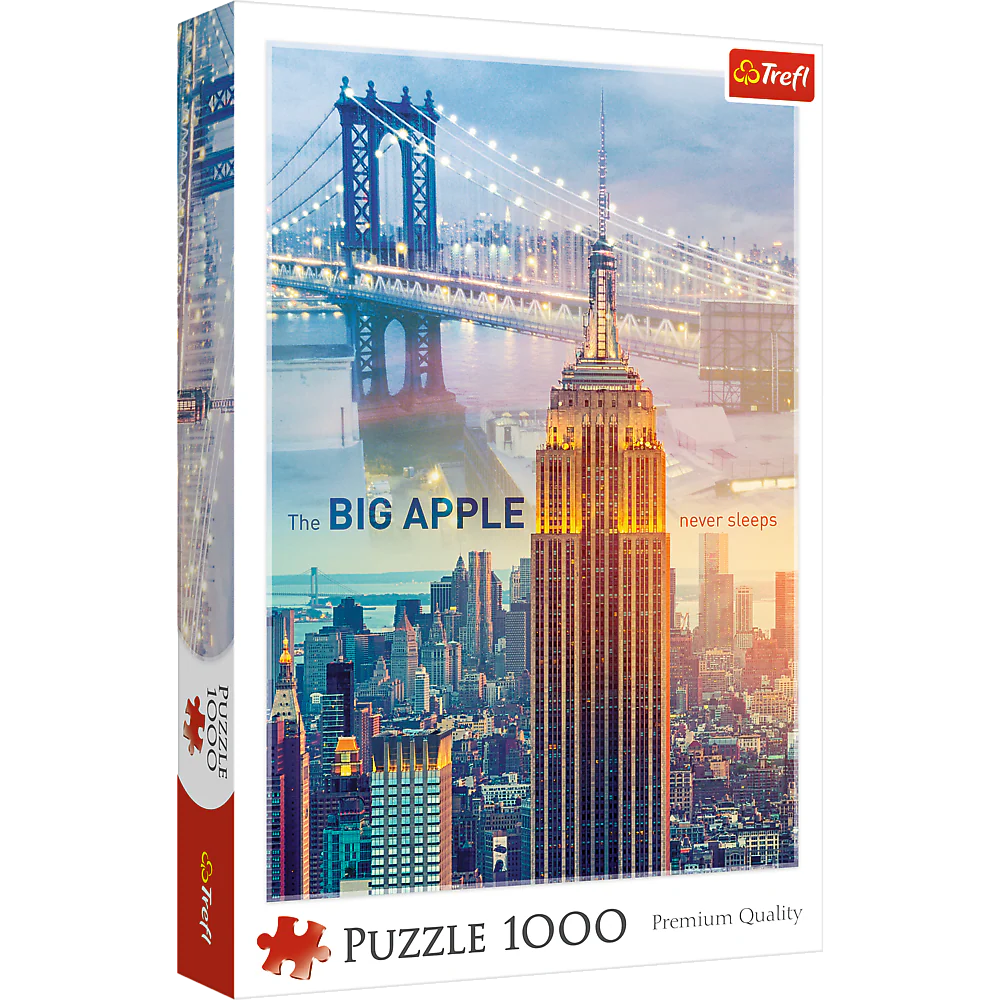 1000 Piece Jigsaw Puzzle, New York at Dawn, Brooklyn Bridge, Empire State Building, City Skyline, USA, Adult Puzzles, Trefl 10393