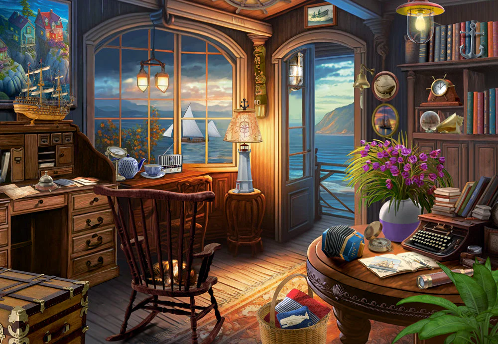 1000 Piece Jigsaw Puzzle, Sailor's House, Romantic puzzles, Ocean view, Adult Puzzle, Castorland C-105090-2 - Image 2