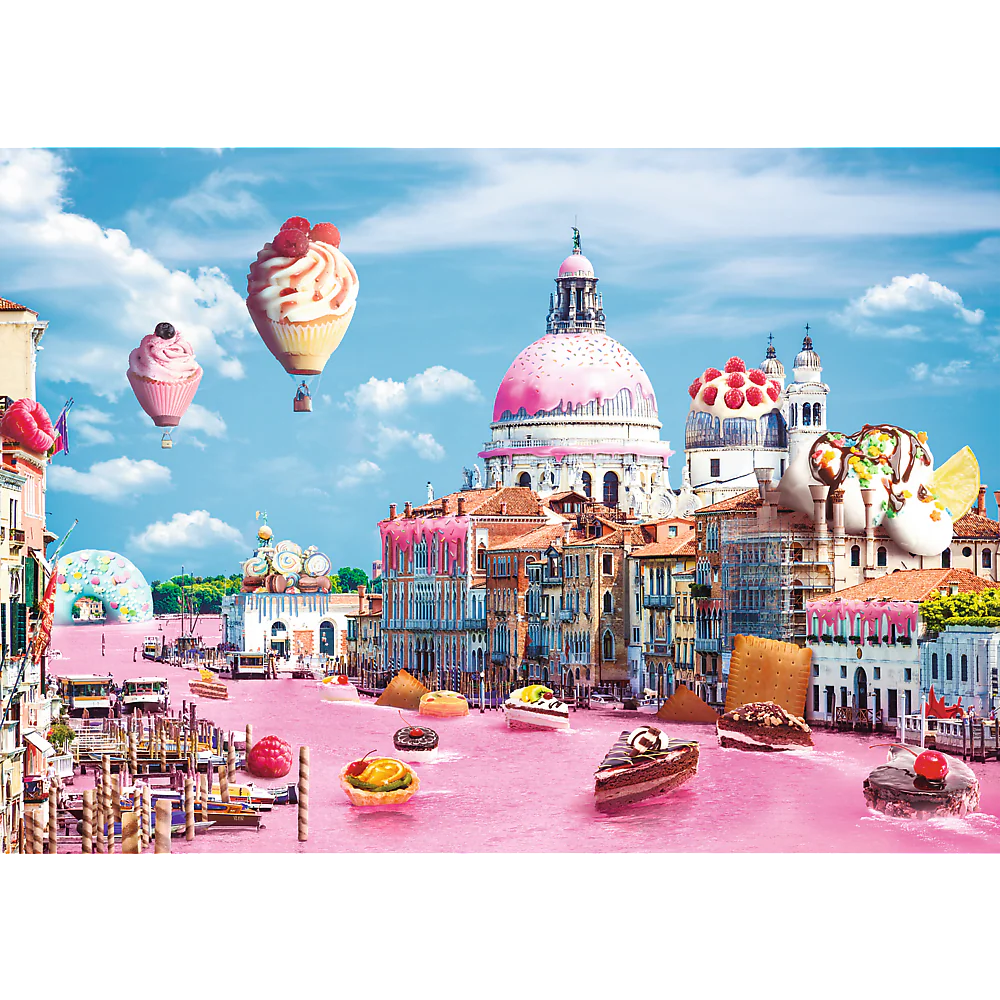 1000 Piece Jigsaw Puzzles, Funny Cities, Sweets in Venice, Colorful Puzzle of Venice with sweets, Adult Puzzles, Trefl 10598 - Image 2
