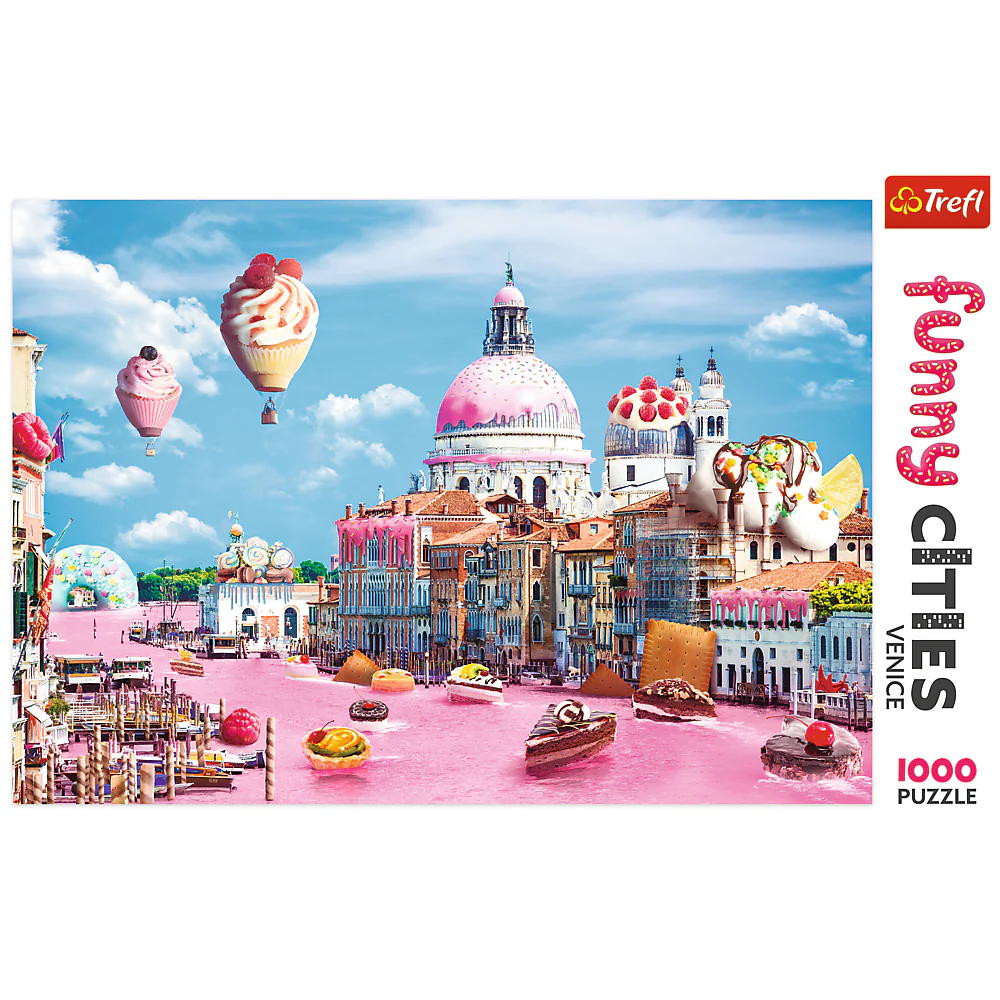 1000 Piece Jigsaw Puzzles, Funny Cities, Sweets in Venice, Colorful Puzzle of Venice with sweets, Adult Puzzles, Trefl 10598 - Image 3