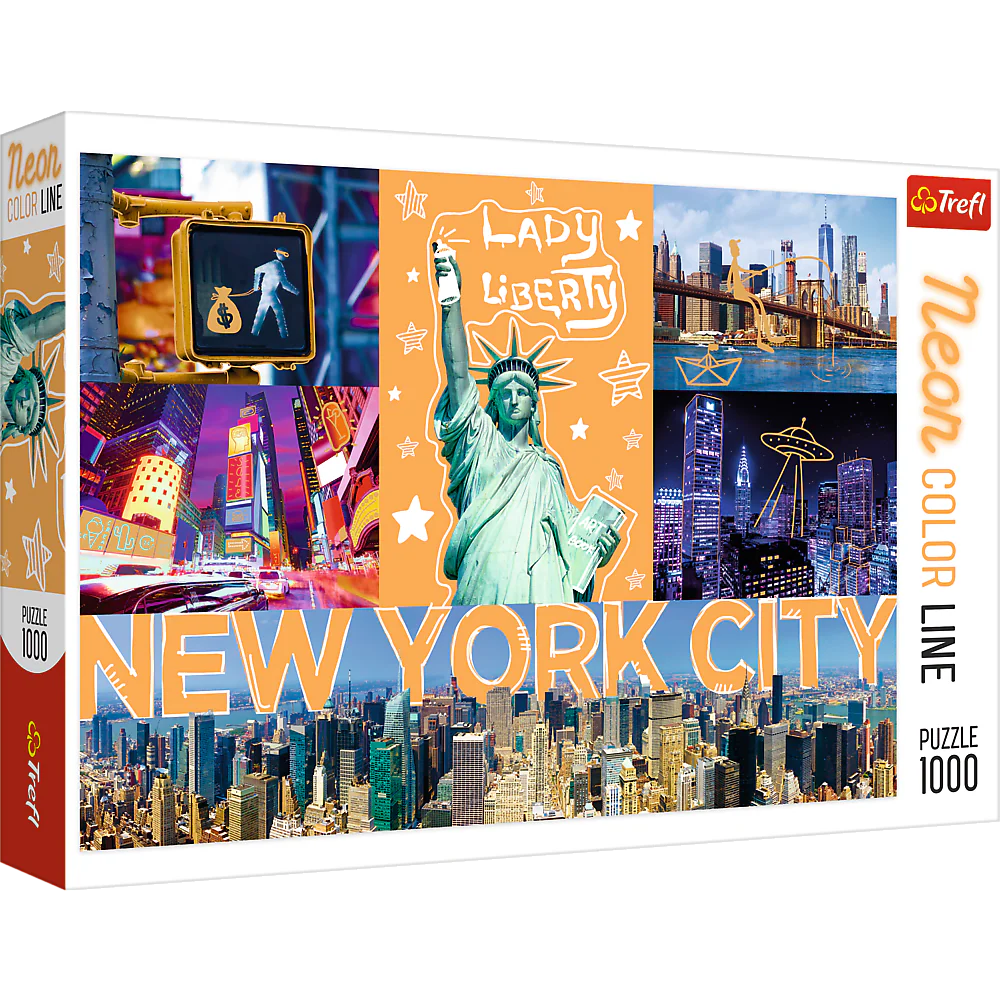 1000 Piece Jigsaw Puzzles, New York City Art, Puzzle of NYC with Neon, Puzzles of the USA, Adult Puzzles, Trefl 10579