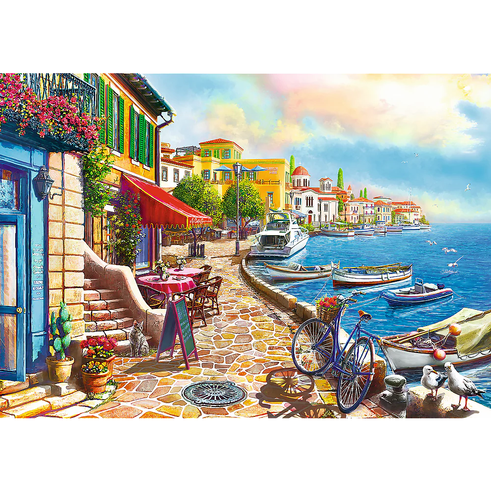 1000 Piece Jigsaw Puzzles, Sunny Embankment, Coastal City, Ocean, Adult Puzzles, Trefl 10527 - Image 2