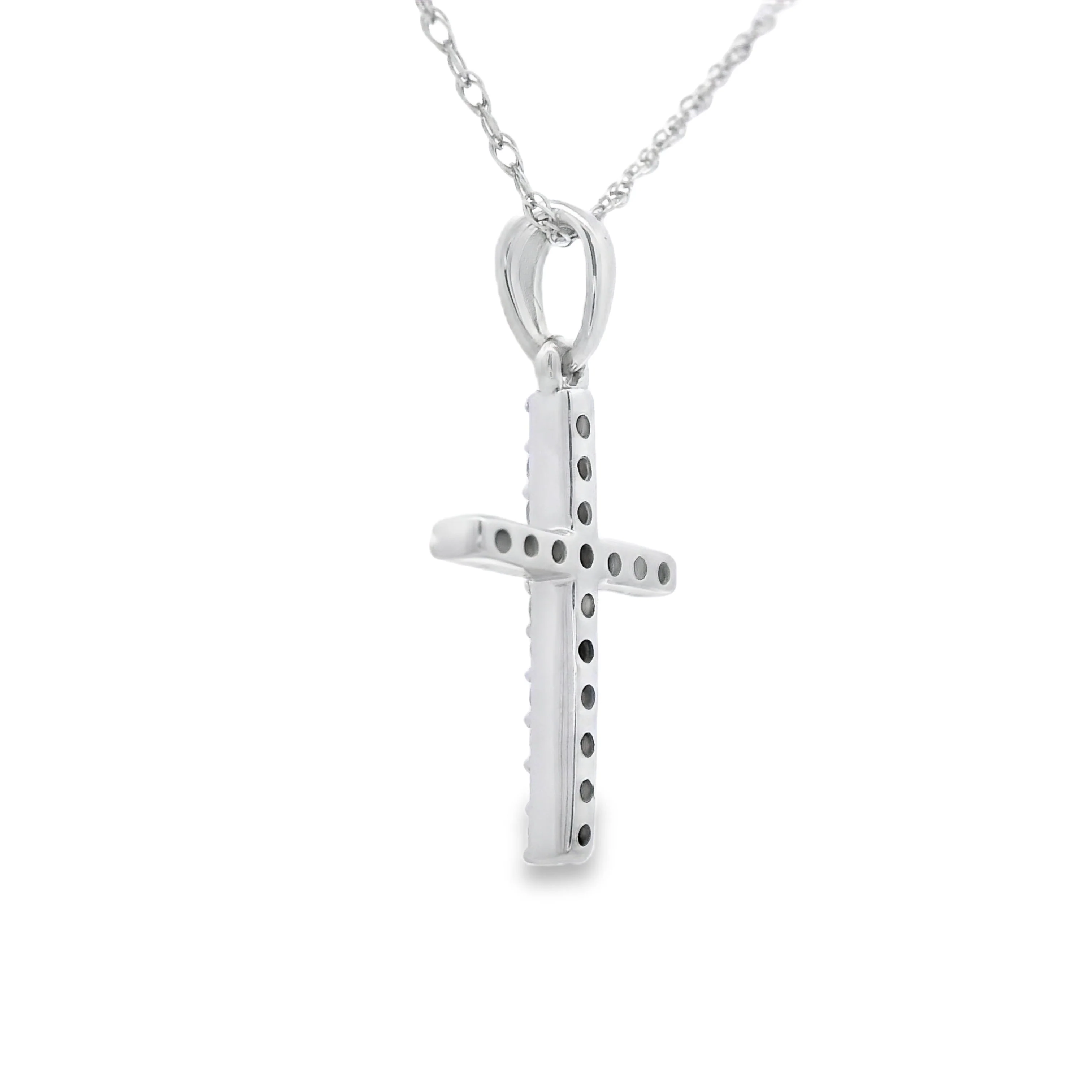.10ct Diamond Cross Religious Pendant 14KT White Gold - Image 2