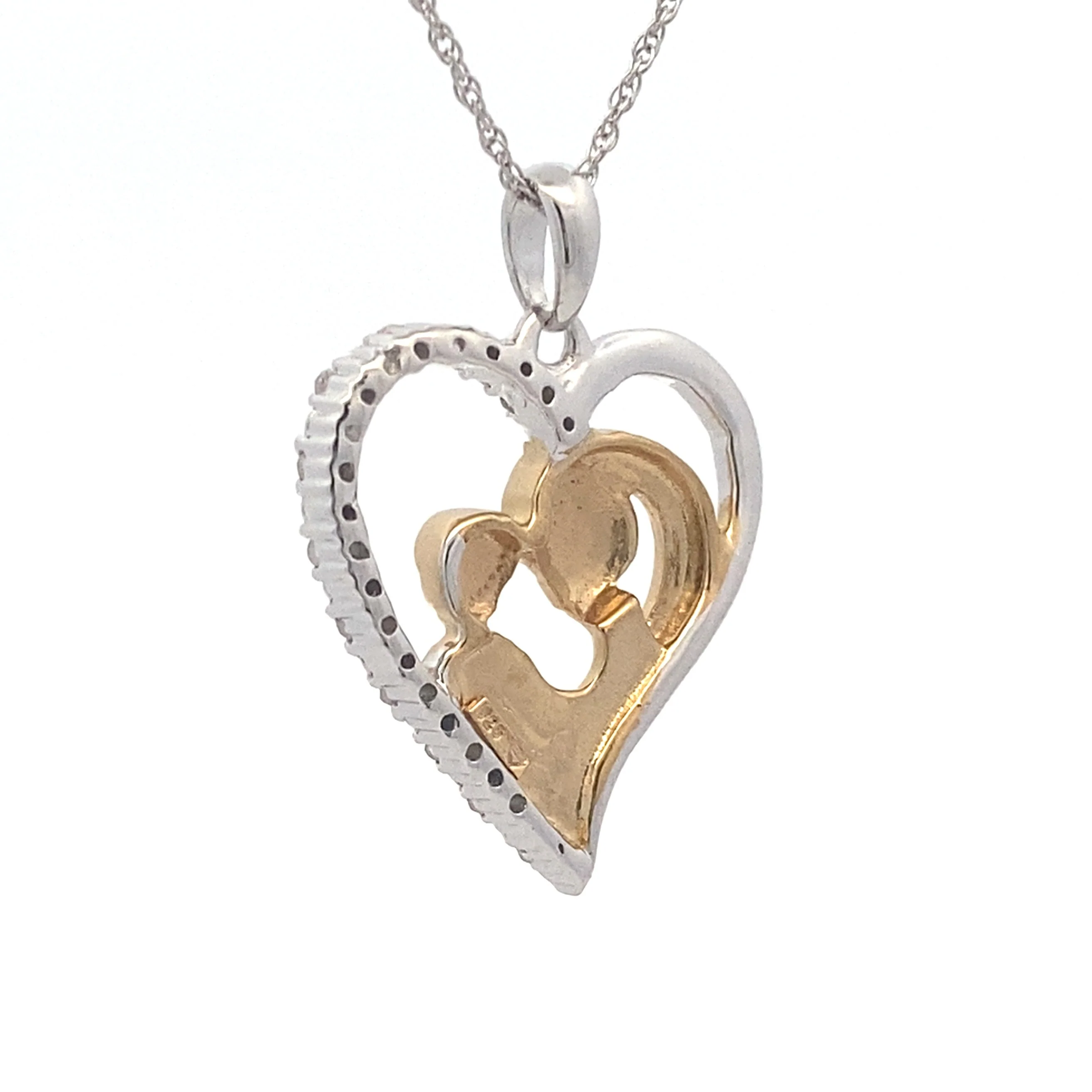 .10ct Diamond Heart Love Pendant Sterling Silver - Image 2