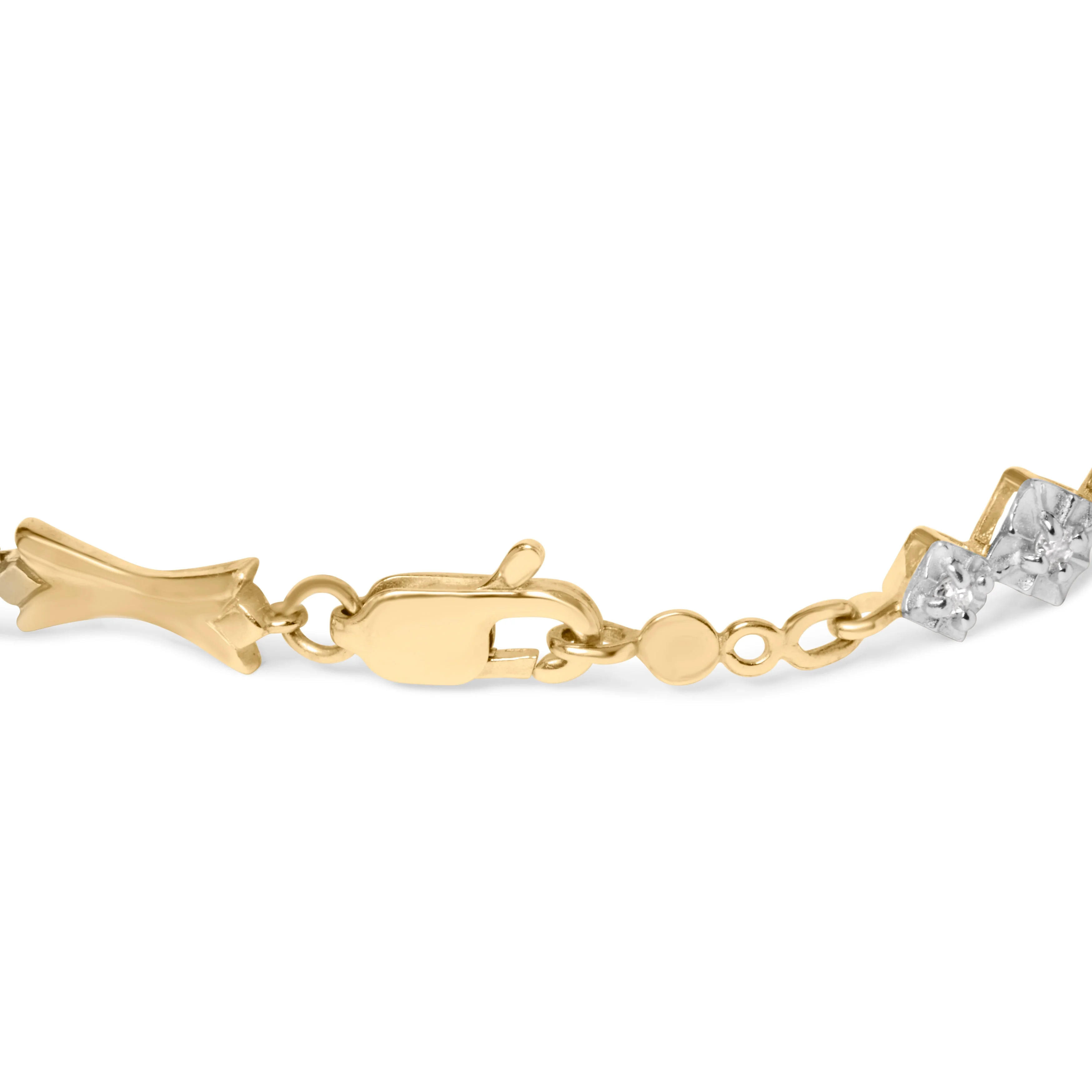 10k Gold 1/3 Cttw Diamond Miracle Set Alternating Bar and Link Bracelet (I-J Color, I1-I2 Clarity) - 7.75" Inches - Image 2