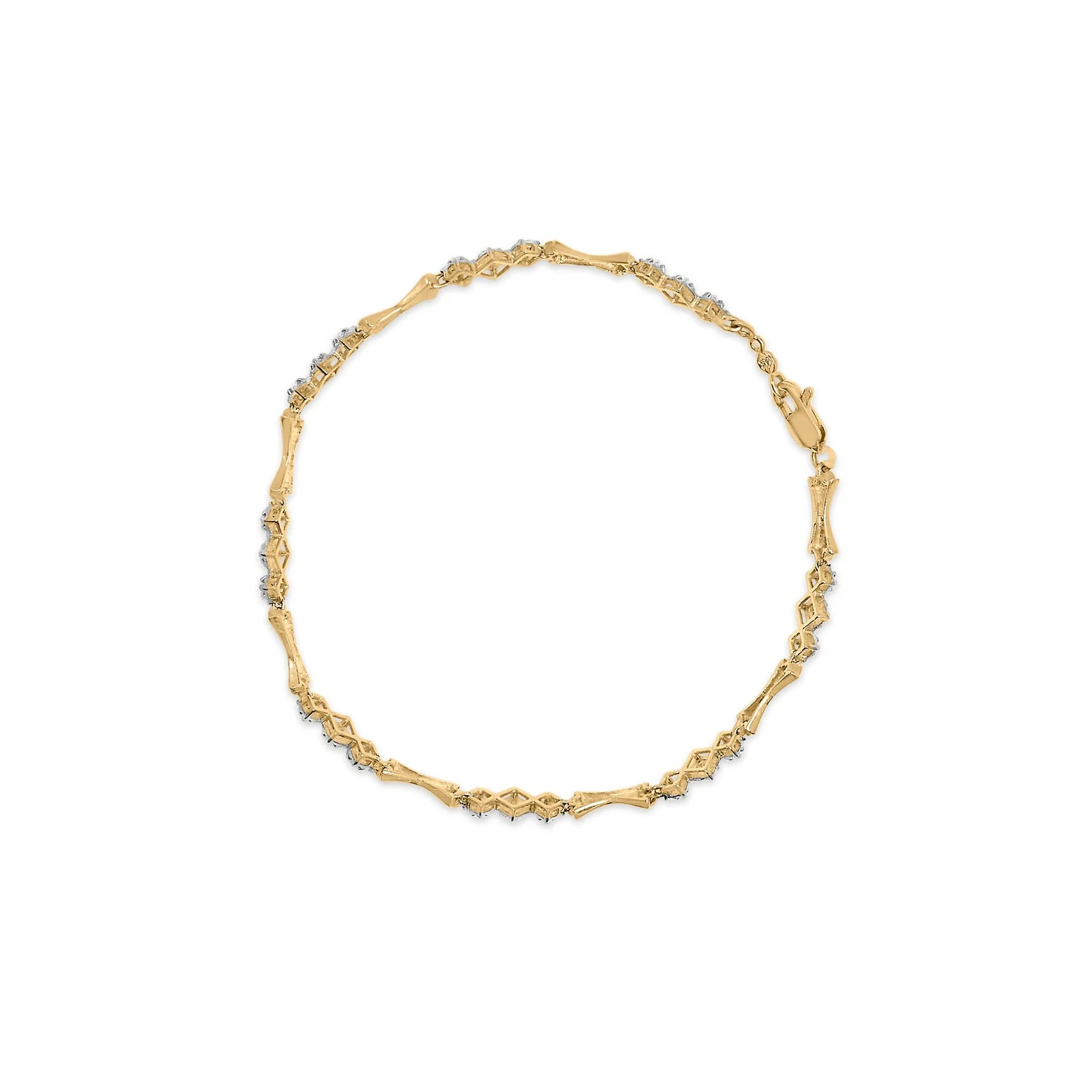 10k Gold 1/3 Cttw Diamond Miracle Set Alternating Bar and Link Bracelet (I-J Color, I1-I2 Clarity) - 7.75" Inches - Image 3