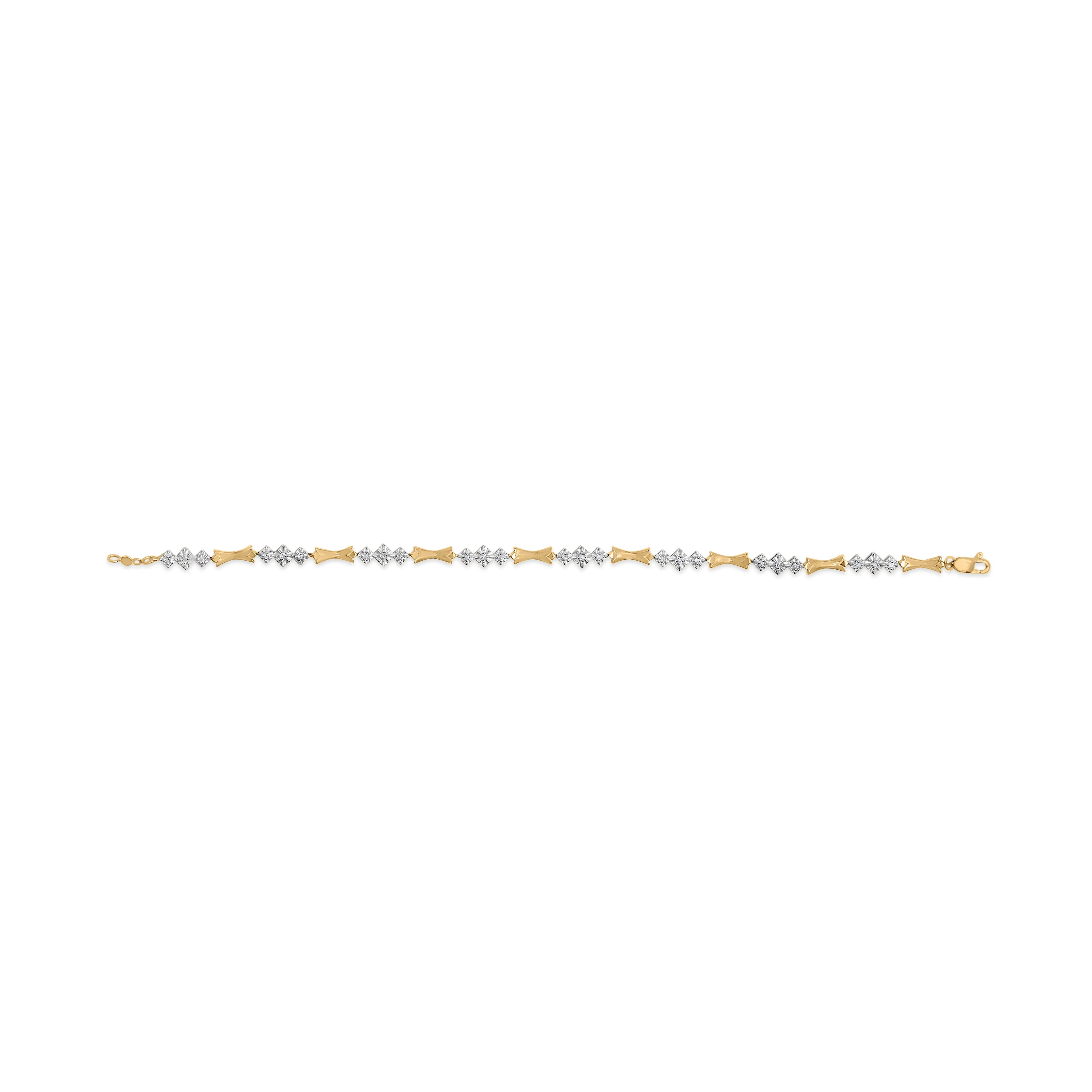 10k Gold 1/3 Cttw Diamond Miracle Set Alternating Bar and Link Bracelet (I-J Color, I1-I2 Clarity) - 7.75" Inches - Image 4