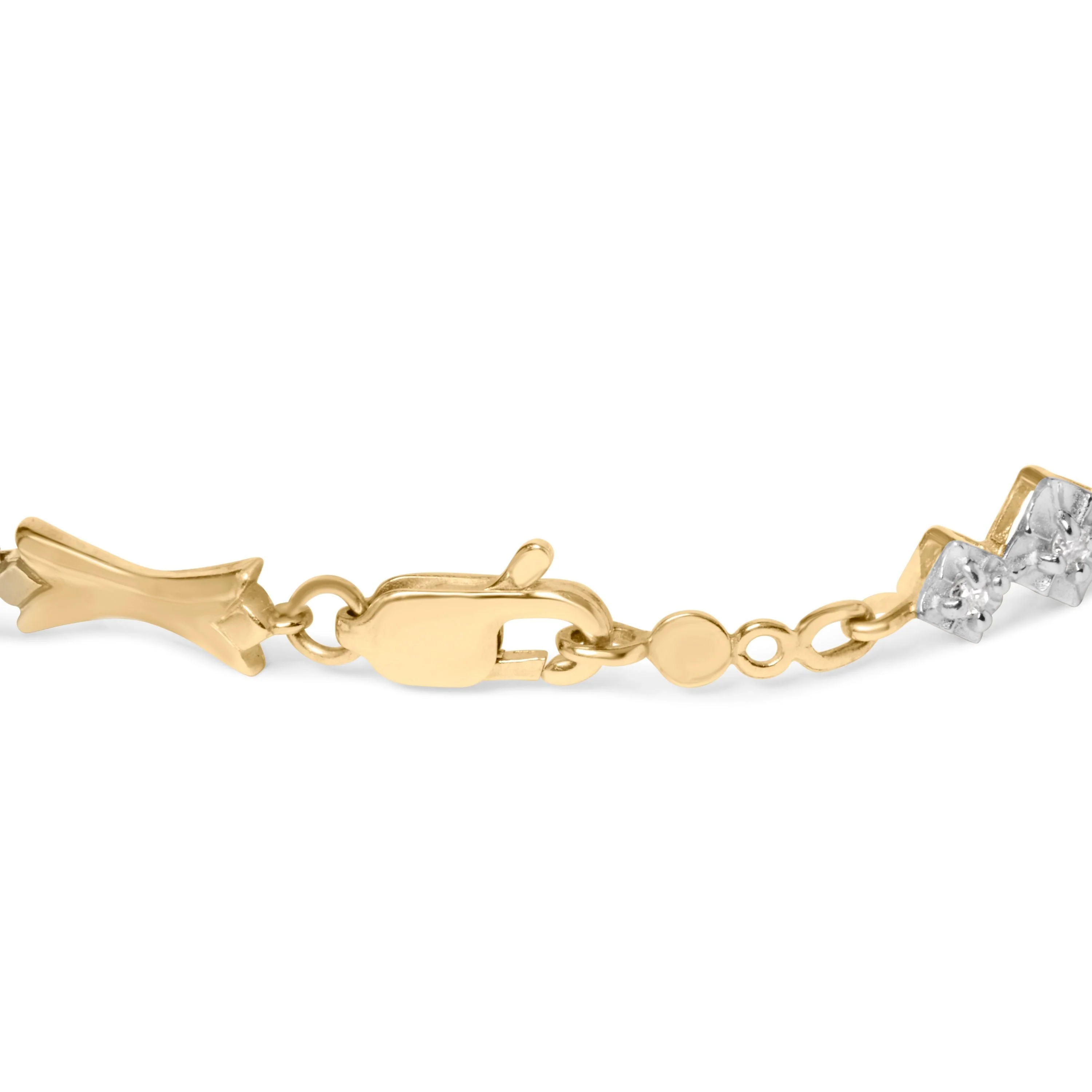 10k Gold 1/3 Cttw Diamond Miracle Set Alternating Bar and Link Bracelet (I-J Color, I1-I2 Clarity) - 7.75" Inches - Image 6
