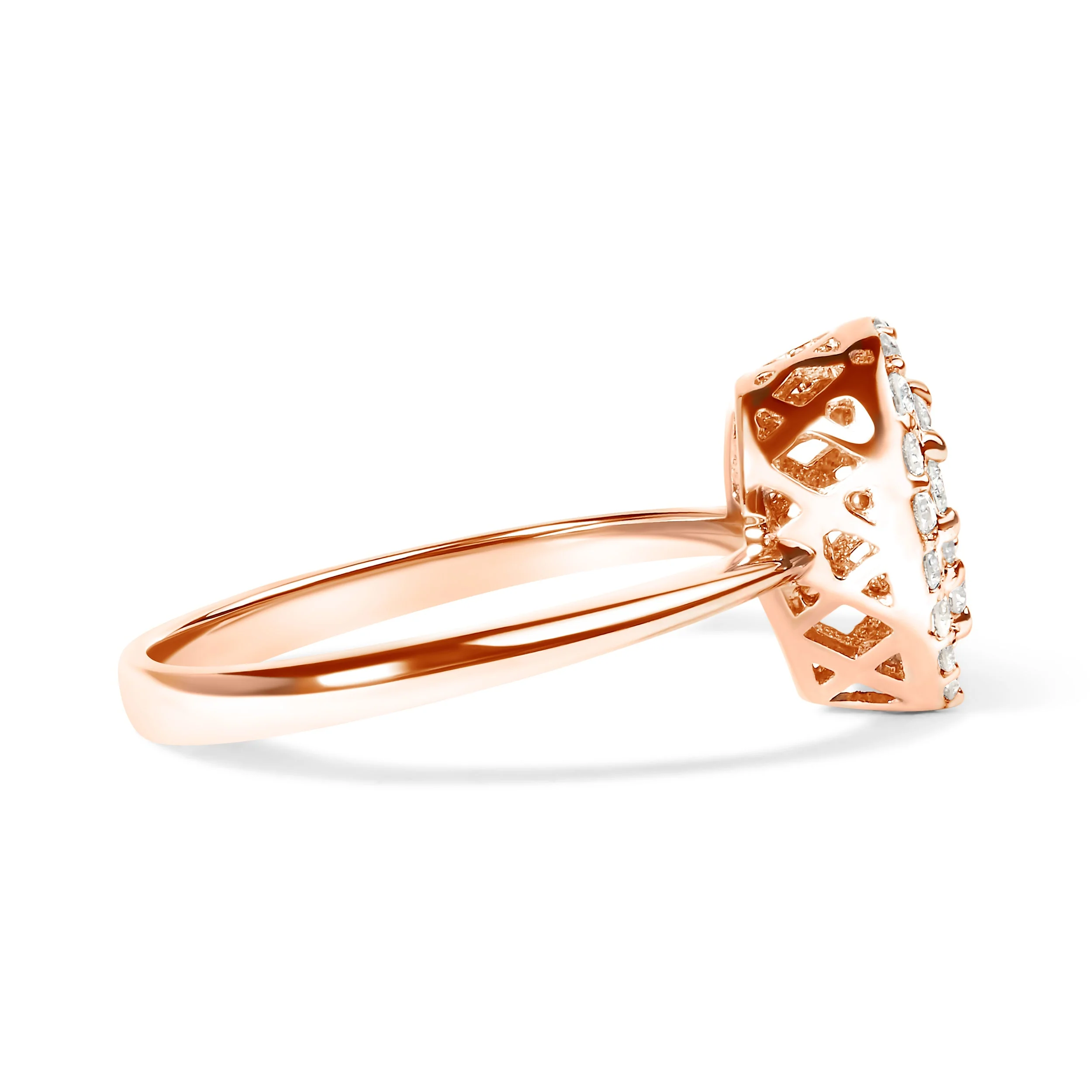 10K Rose Gold 3/8 Cttw Round-Cut Diamond Pear Promise Ring (I-J Color, I2-I3 Clarity) - Size 7 - Image 2