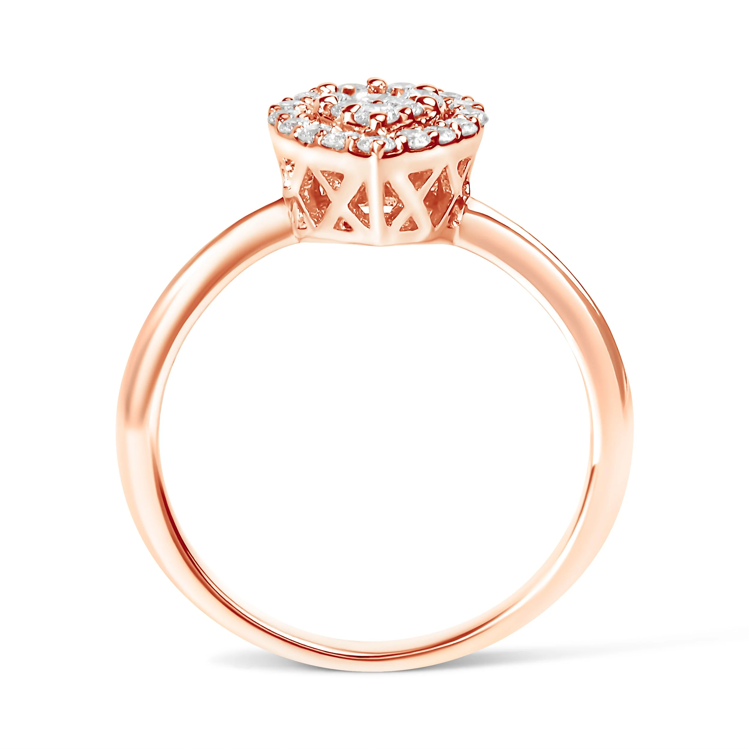 10K Rose Gold 3/8 Cttw Round-Cut Diamond Pear Promise Ring (I-J Color, I2-I3 Clarity) - Size 7 - Image 5