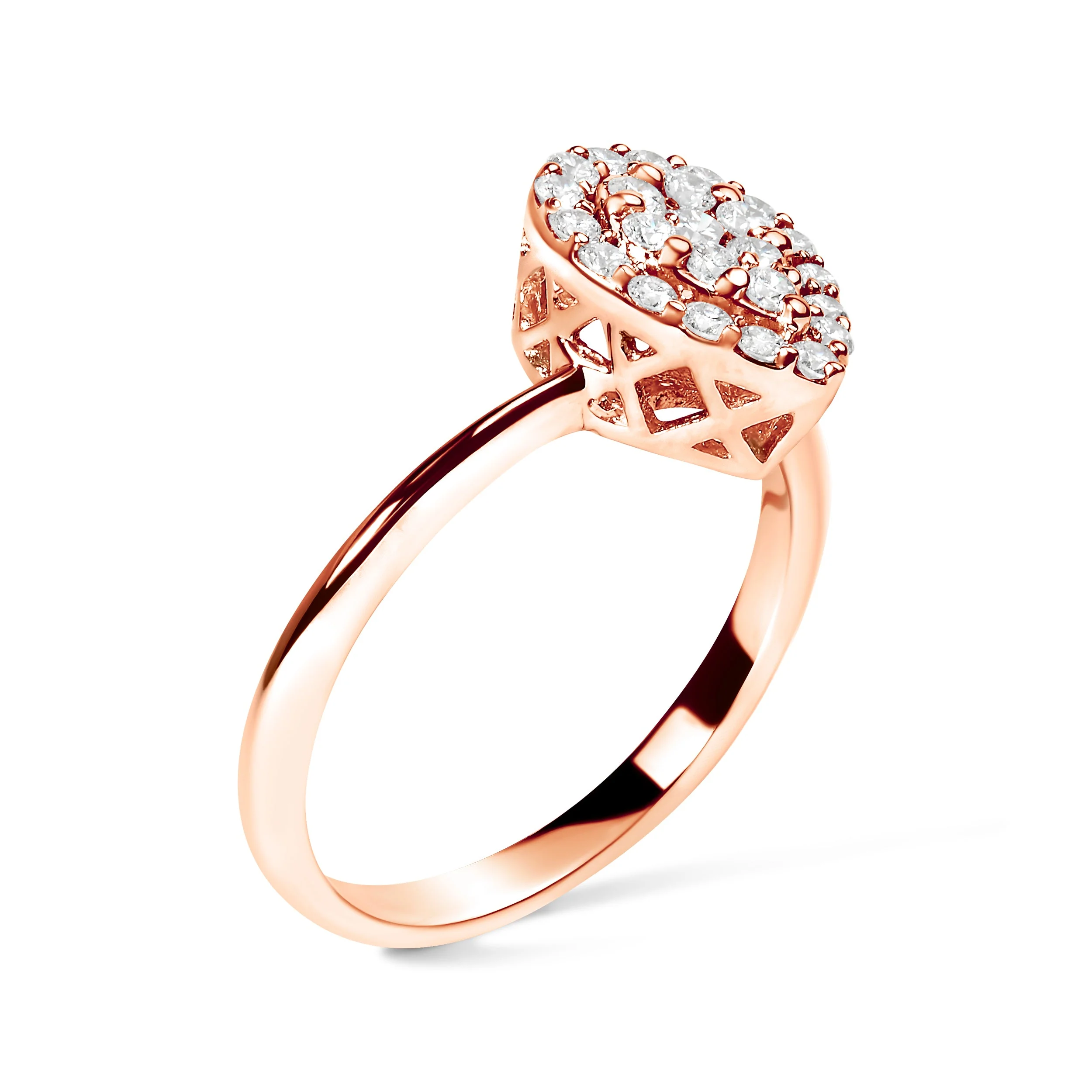 10K Rose Gold 3/8 Cttw Round-Cut Diamond Pear Promise Ring (I-J Color, I2-I3 Clarity) - Size 7 - Image 8