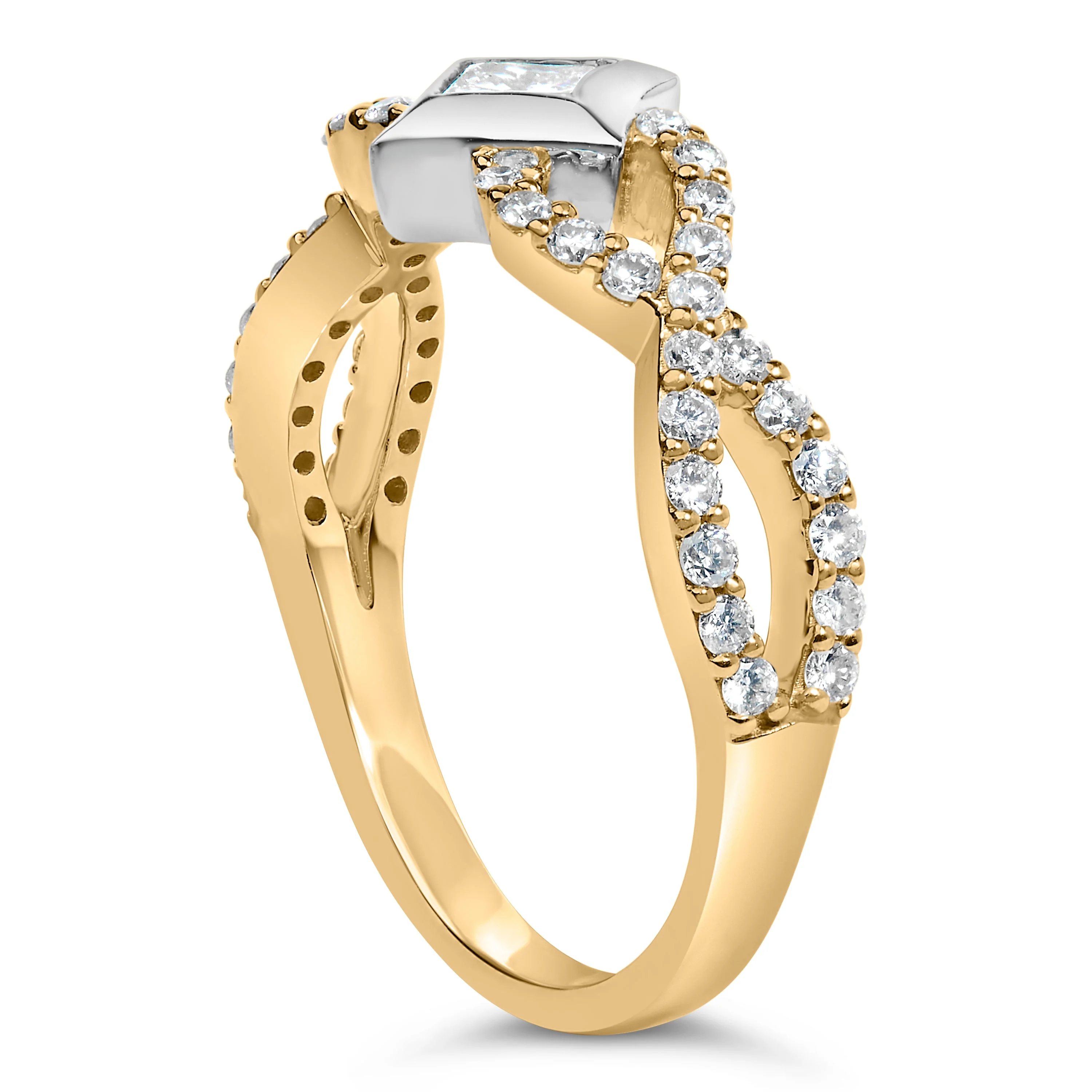 10K Two Tone Color 5/8 Cttw Diamond Kite and Twist Shank Ring (H-I Color,SI2-I1 Clarity) - Image 9