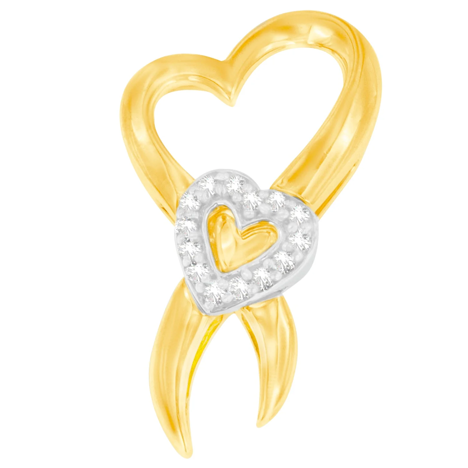 10K Two-Tone Gold 1/10 cttw Diamond Heart Pendant Necklace (H-I, I1-I2) - Image 4
