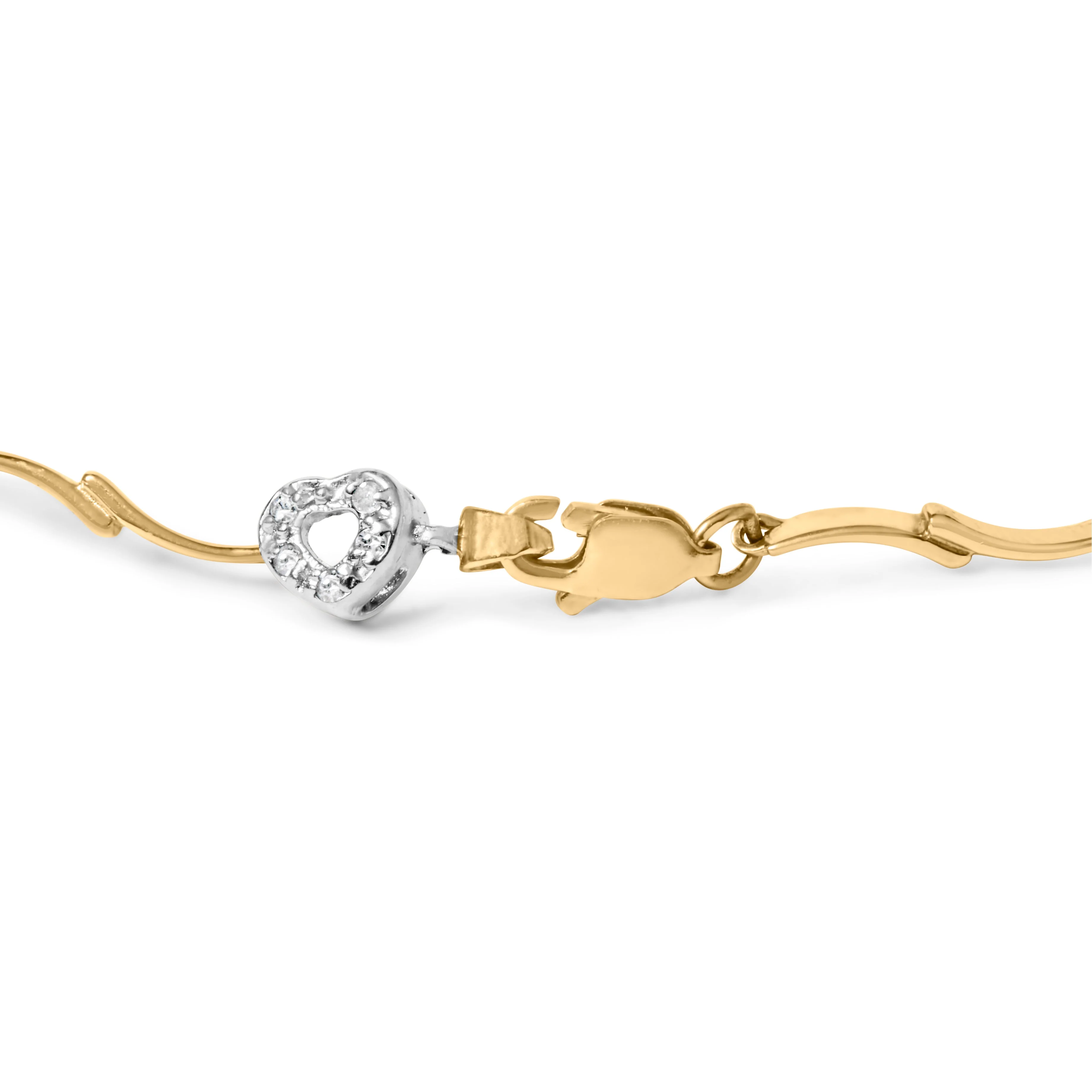 10k Two-Tone Gold 1/3 Cttw Diamond Pave Set Heart S-Link 7.25" Bracelet (I-J Color, I2-I3 Clarity) - Image 2
