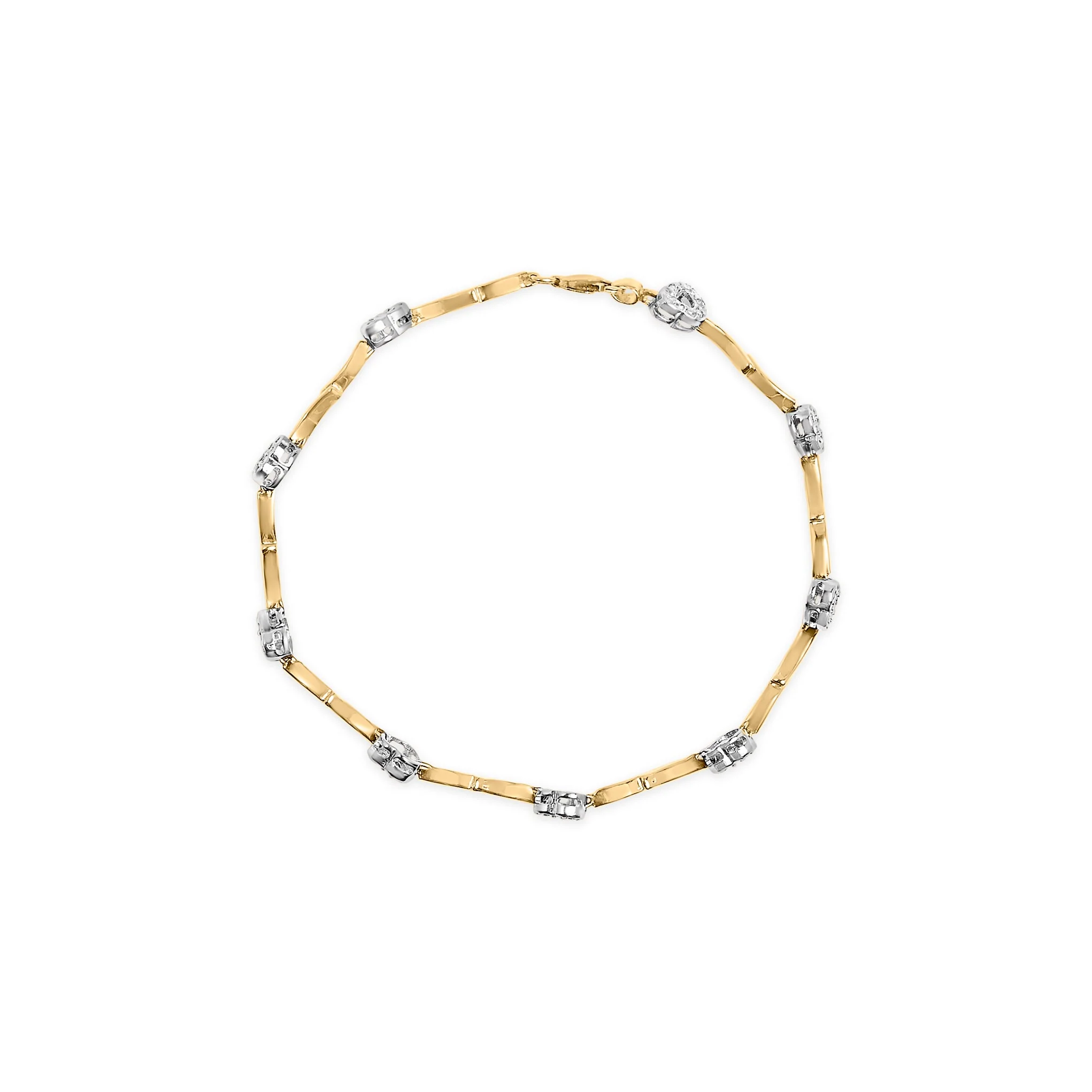 10k Two-Tone Gold 1/3 Cttw Diamond Pave Set Heart S-Link 7.25" Bracelet (I-J Color, I2-I3 Clarity) - Image 6