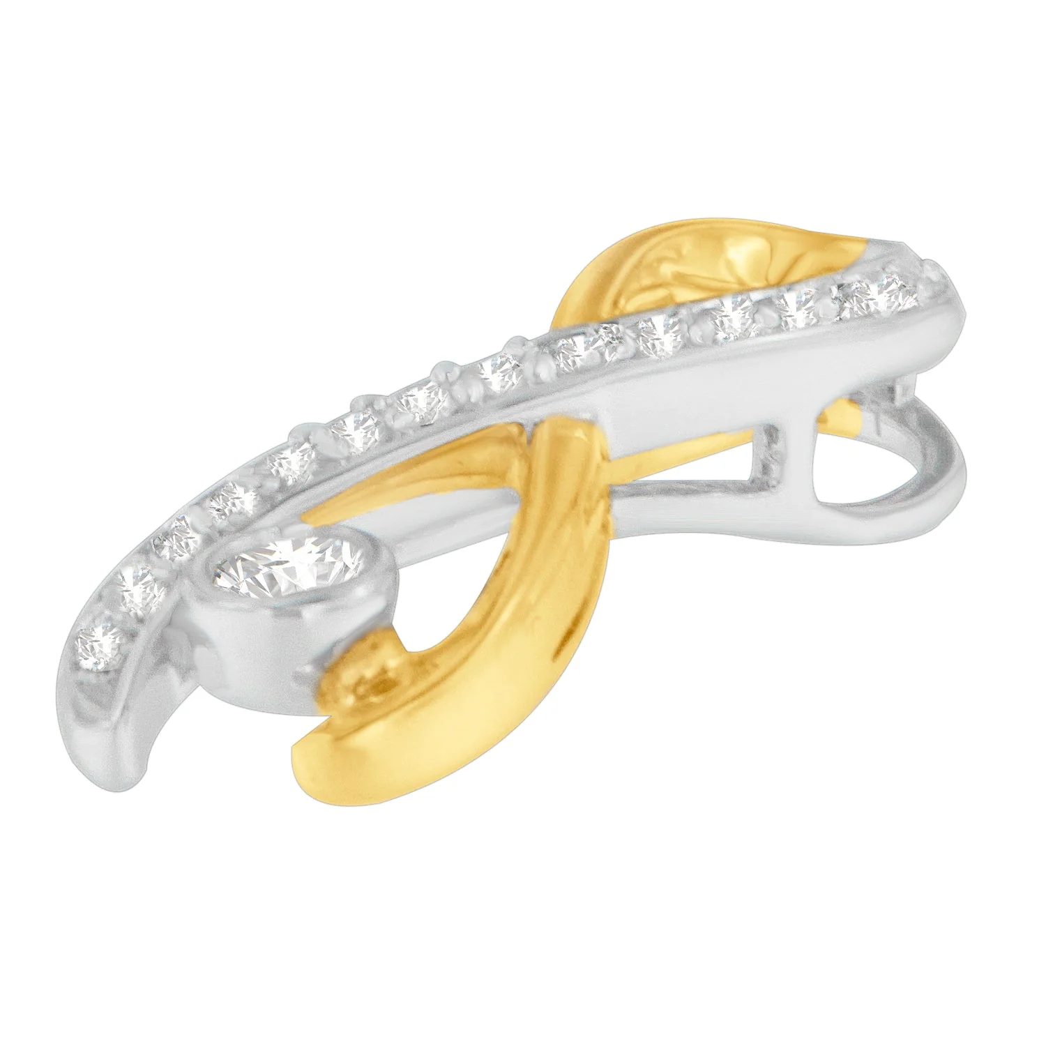 10K Two-Tone Gold 1/5 cttw Diamond Radiant Ribbon Pendant Necklace (H-I, I1-I2) - Image 6