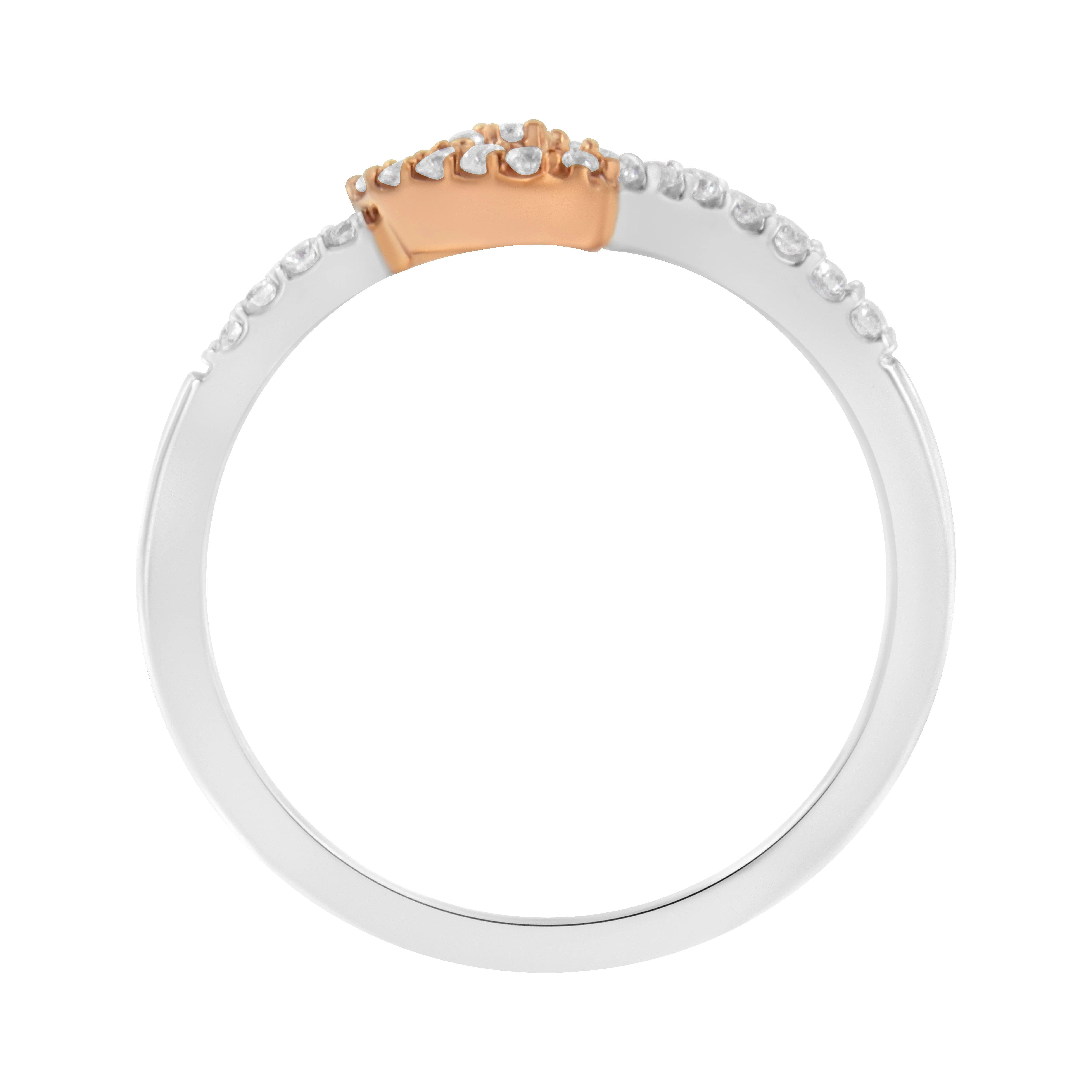 10K Two Toned Gold Diamond Heart Cocktail Ring (1/5 Cttw, H-I Color, I1-I2 Clarity) - Size 6-1/2 - Image 9
