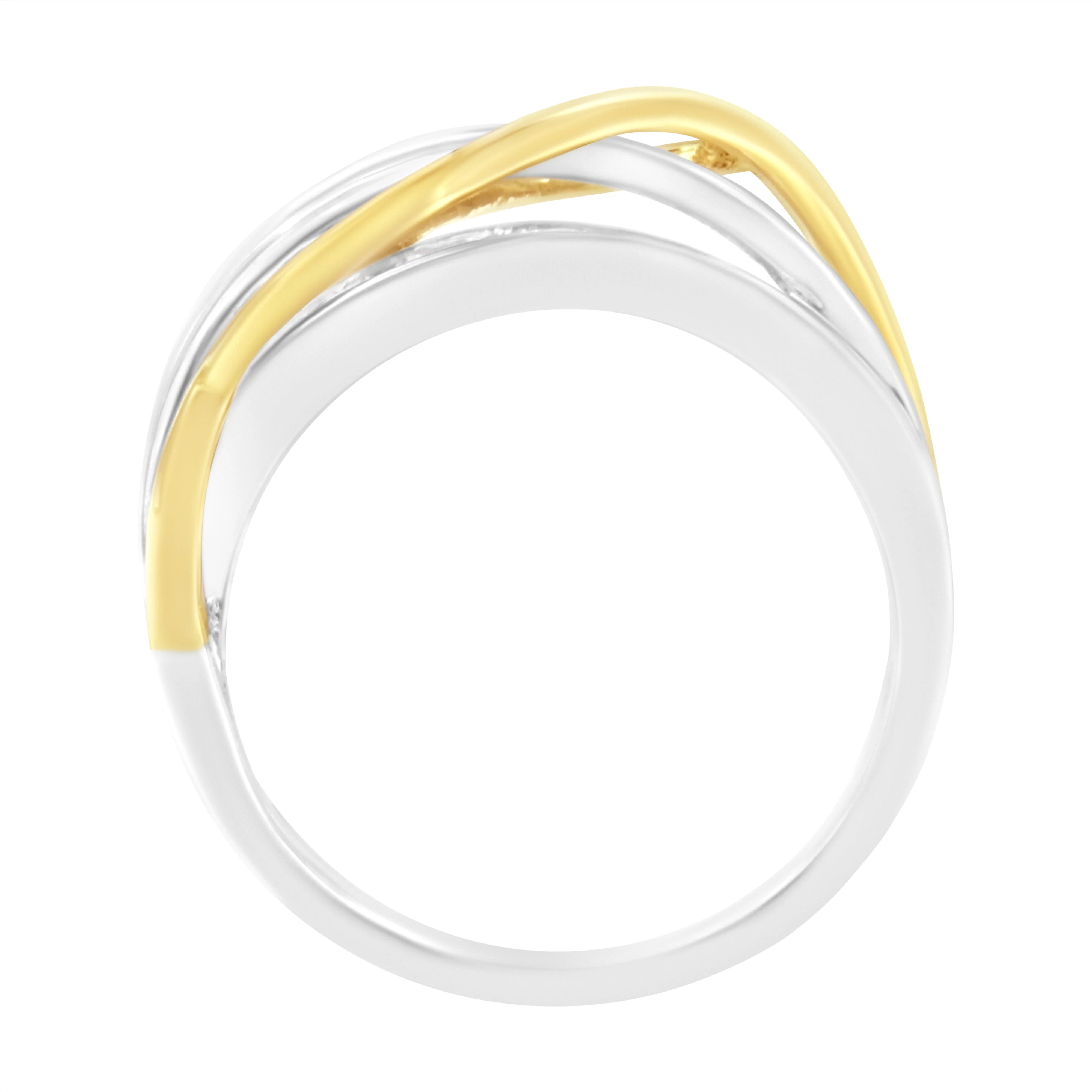 10K White and Yellow Gold 1 1/10 cttw Channel-Set Diamond Bypass Band Ring (J Color, I3 Clarity) - Size 7 - Image 4