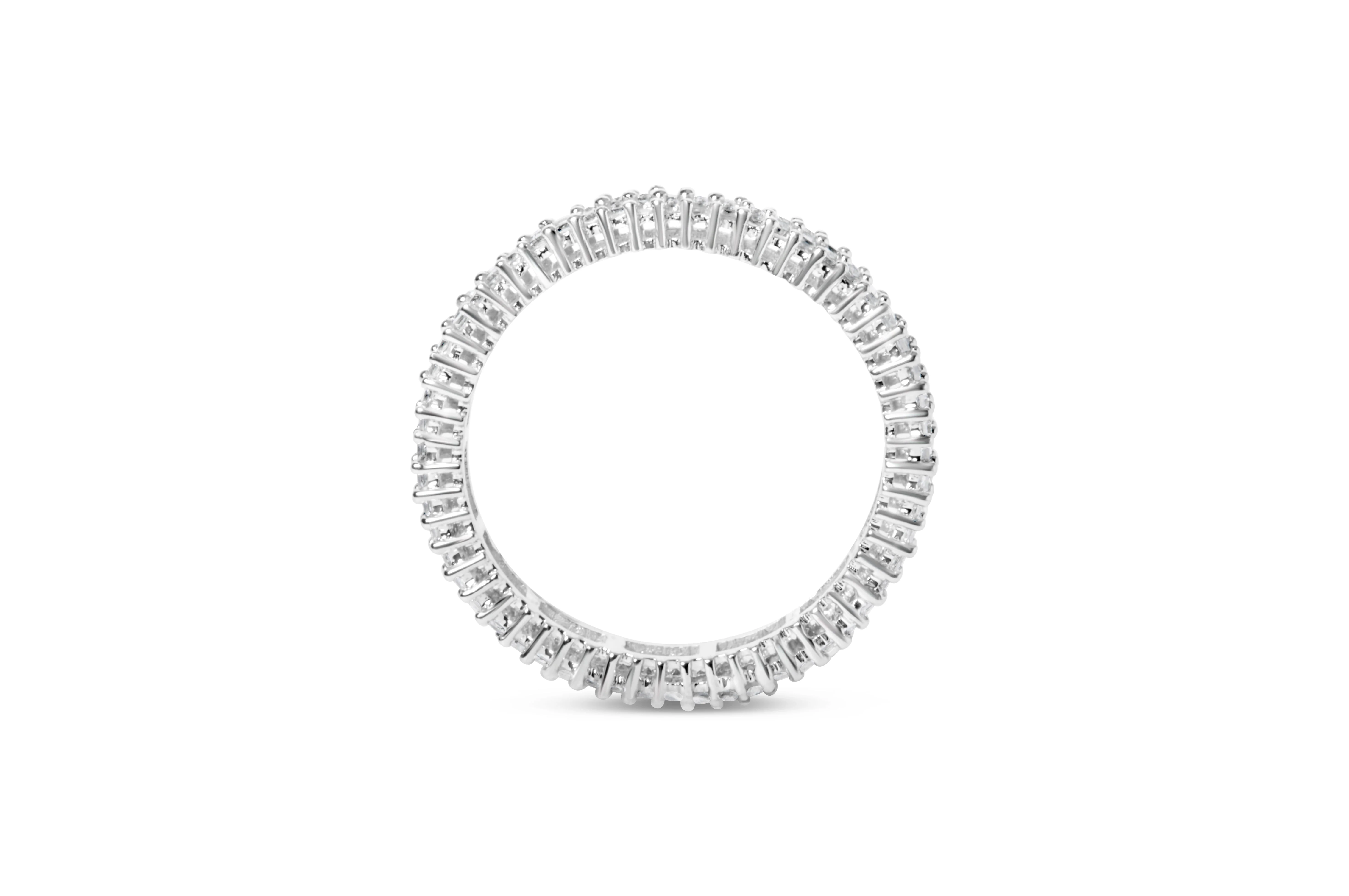 10K White Gold 1.0 Cttw Princess Cut Diamond Double Row Eternity Band Ring (I-J Color, I1-I2 Clarity)- Size 7 - Image 4