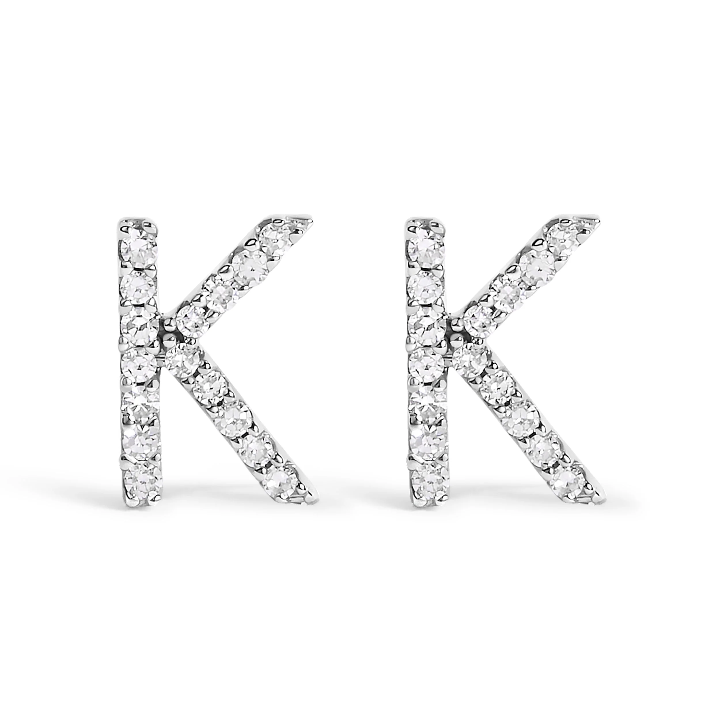 10K White Gold 1/10 Cttw Diamond Initial “A†Stud Earring - Image 13