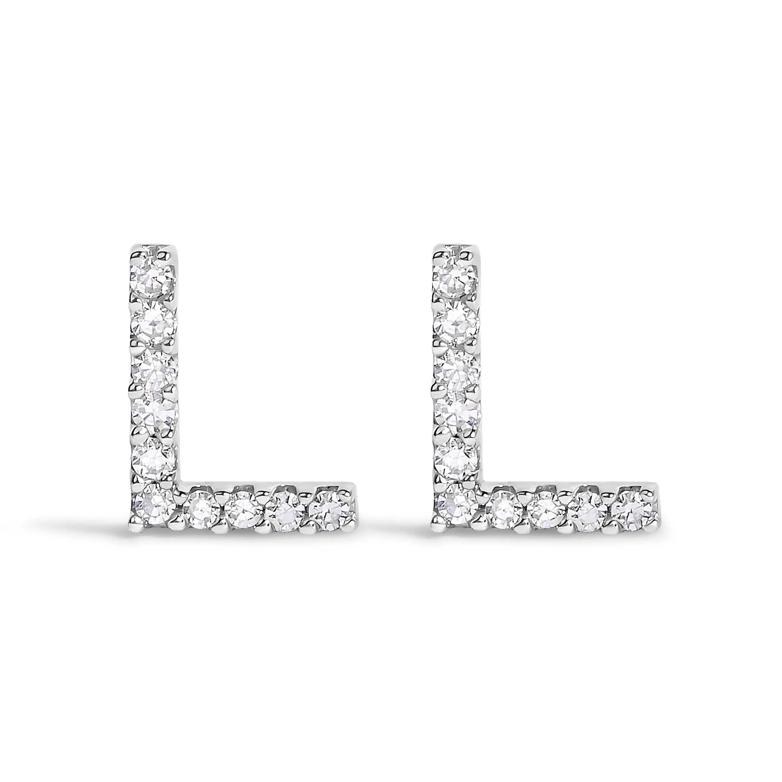 10K White Gold 1/10 Cttw Diamond Initial “A†Stud Earring - Image 14