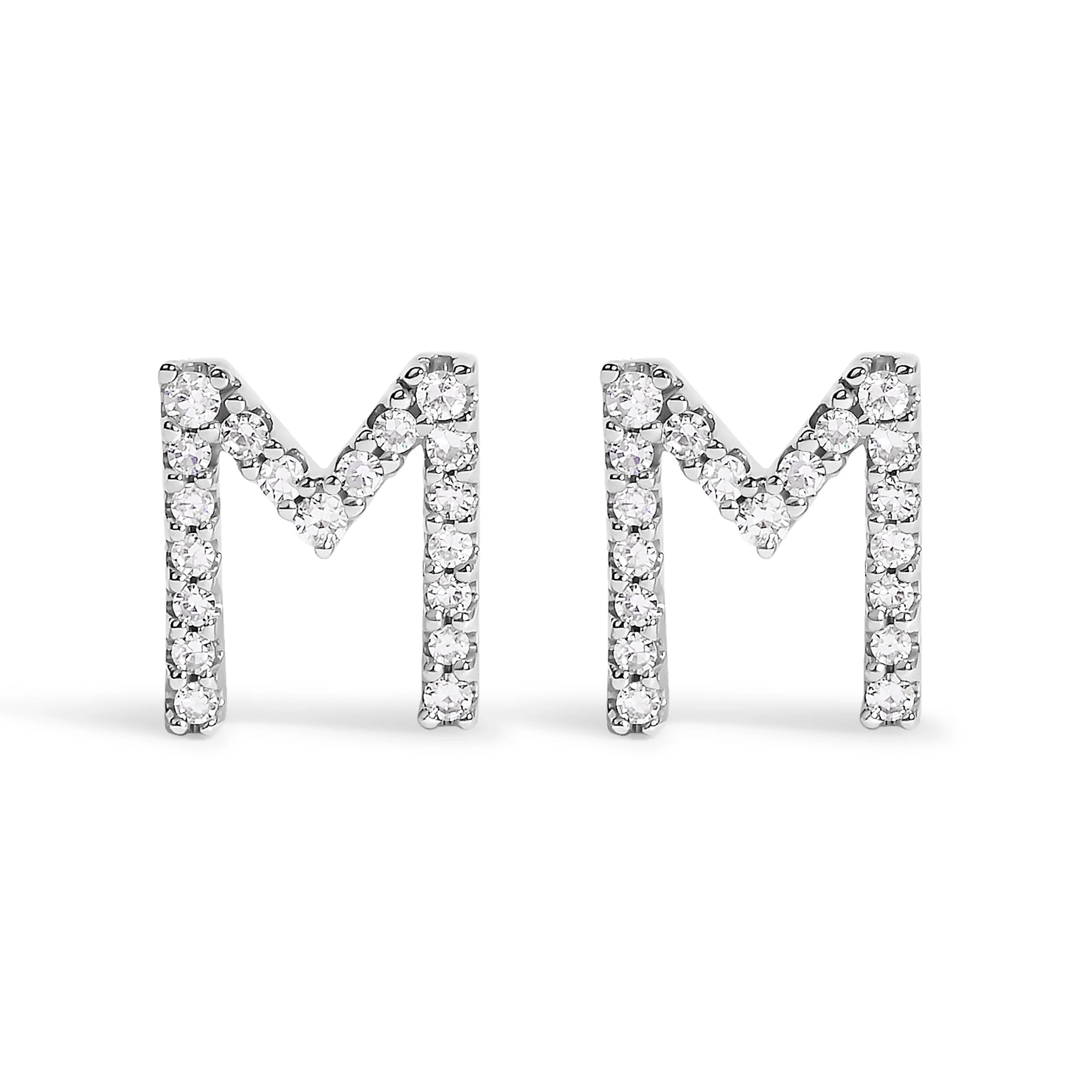 10K White Gold 1/10 Cttw Diamond Initial “A†Stud Earring - Image 15