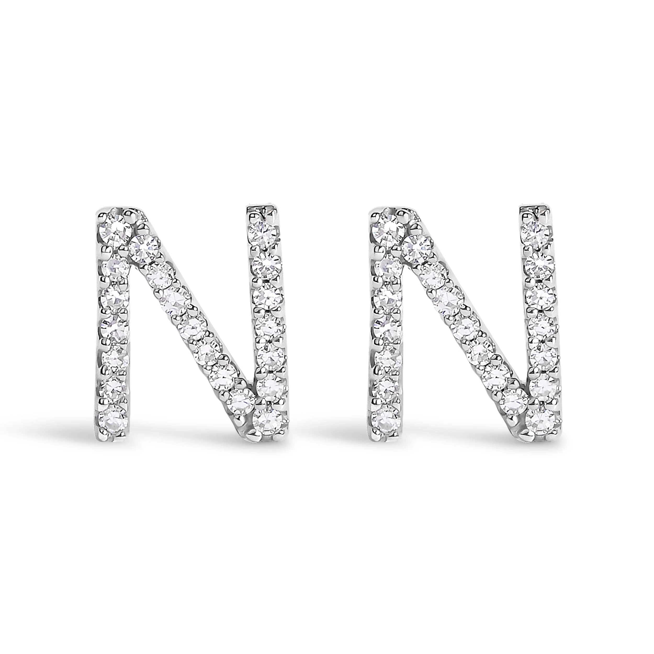 10K White Gold 1/10 Cttw Diamond Initial “A†Stud Earring - Image 16