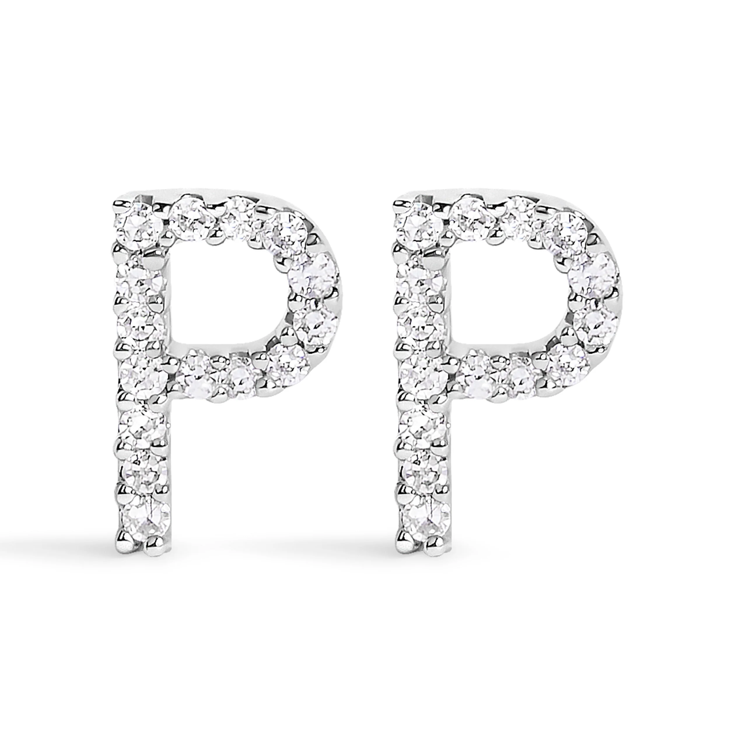 10K White Gold 1/10 Cttw Diamond Initial “A†Stud Earring - Image 18