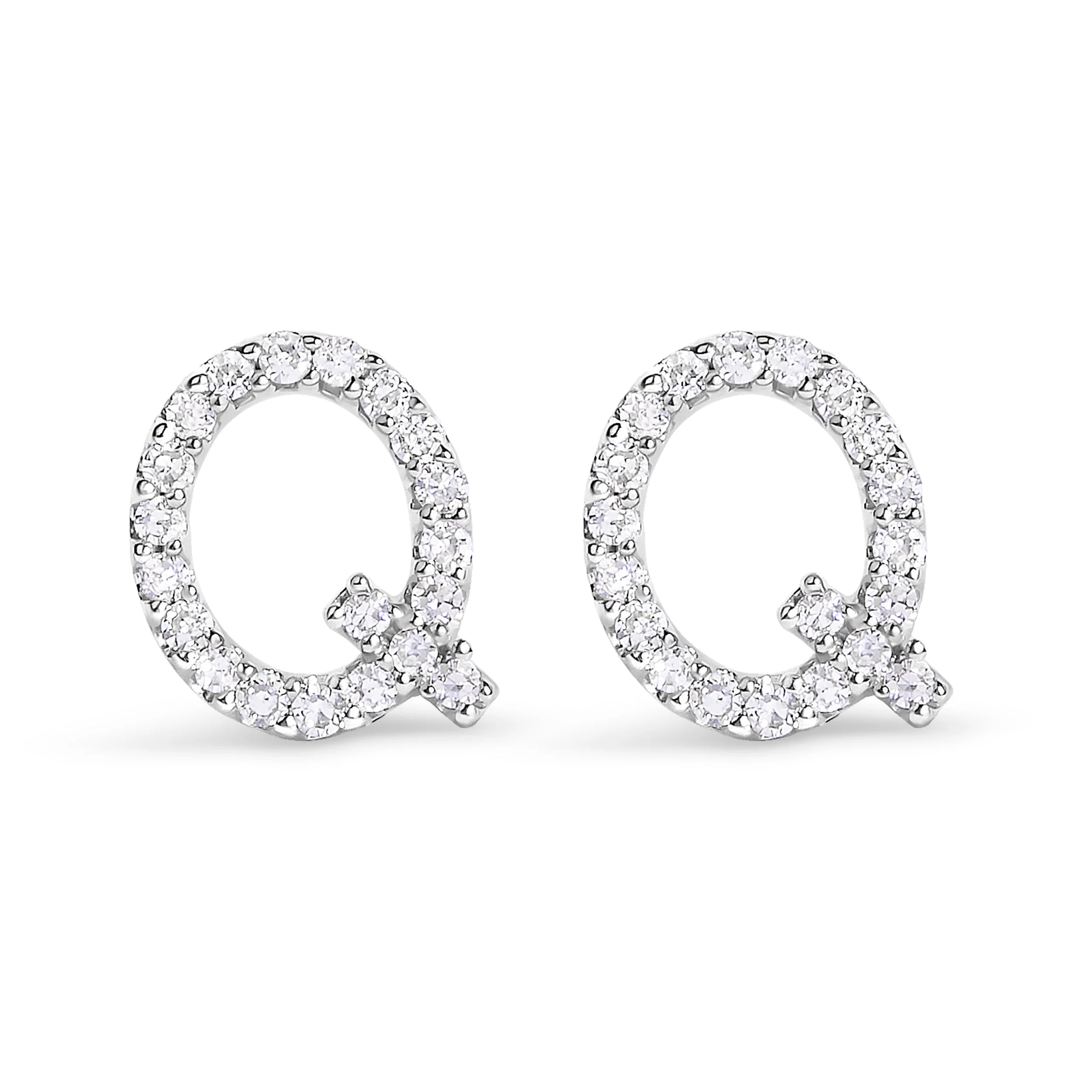 10K White Gold 1/10 Cttw Diamond Initial “A†Stud Earring - Image 19