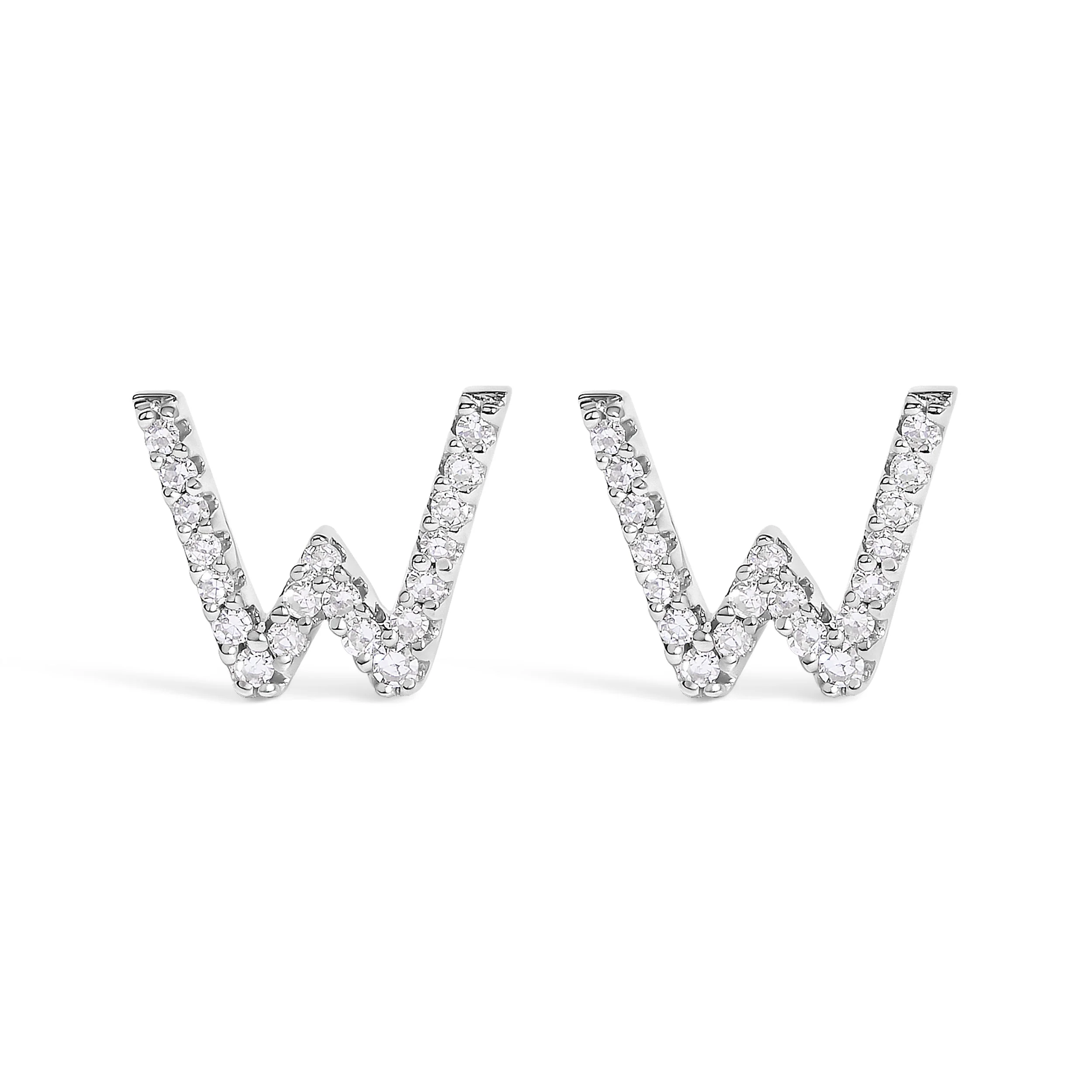 10K White Gold 1/10 Cttw Diamond Initial “A†Stud Earring - Image 25