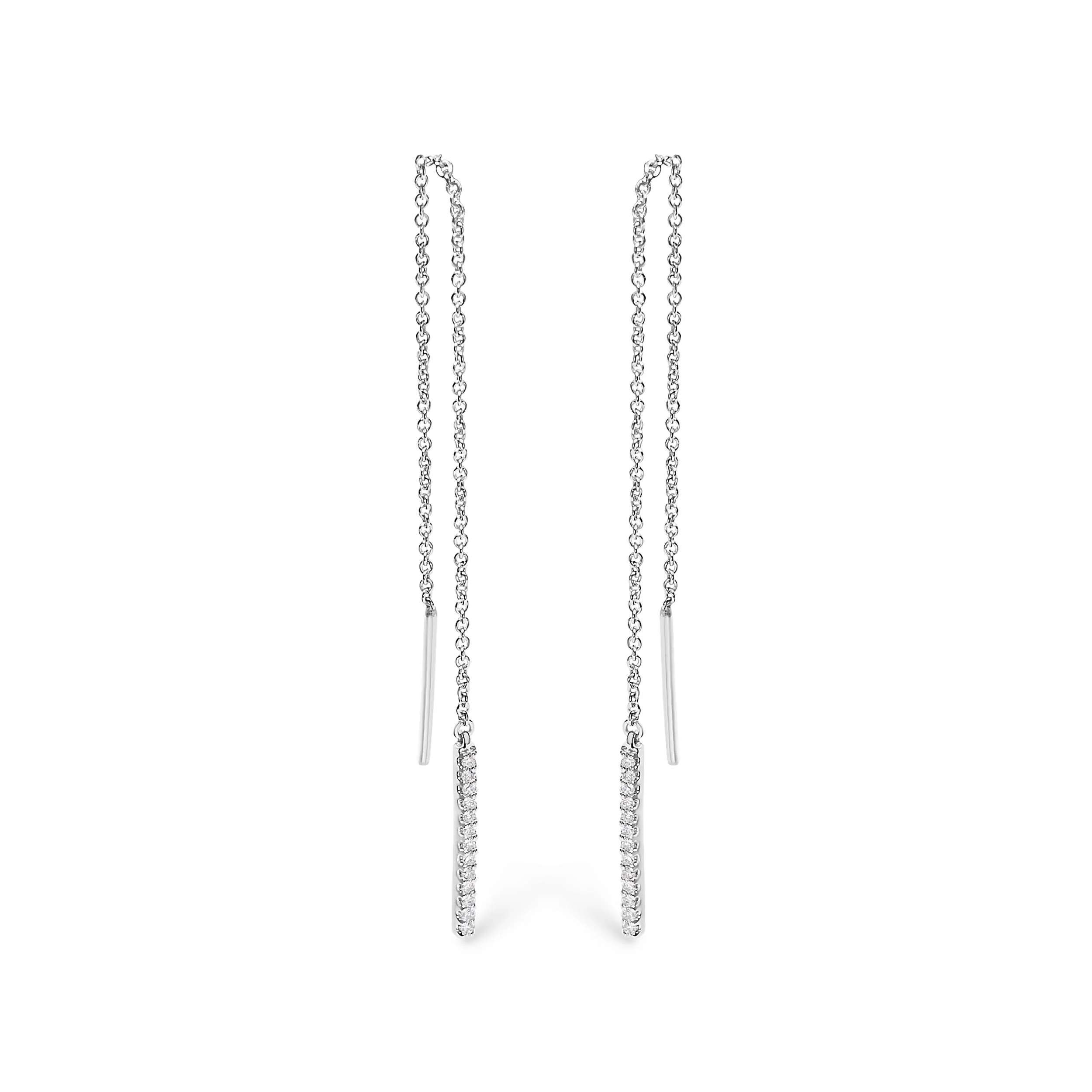 10K White Gold 1/10 Cttw Diamond Threader Earrings