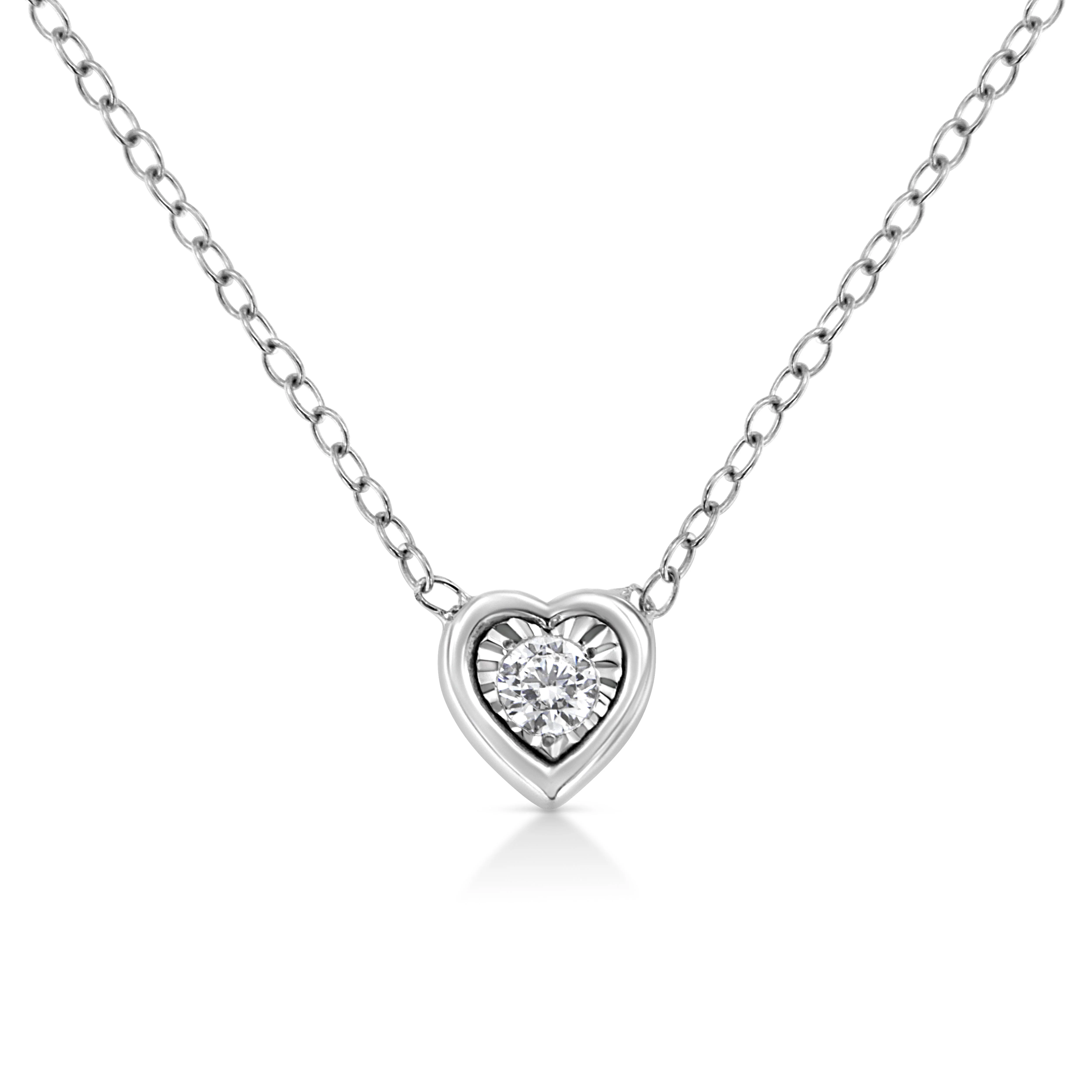 10K White Gold 1/10 Cttw Miracle Set Round-Cut Diamond Square Shape 18" Pendant Necklace (H-I Color, SI2-I1 Clarity) - Image 4