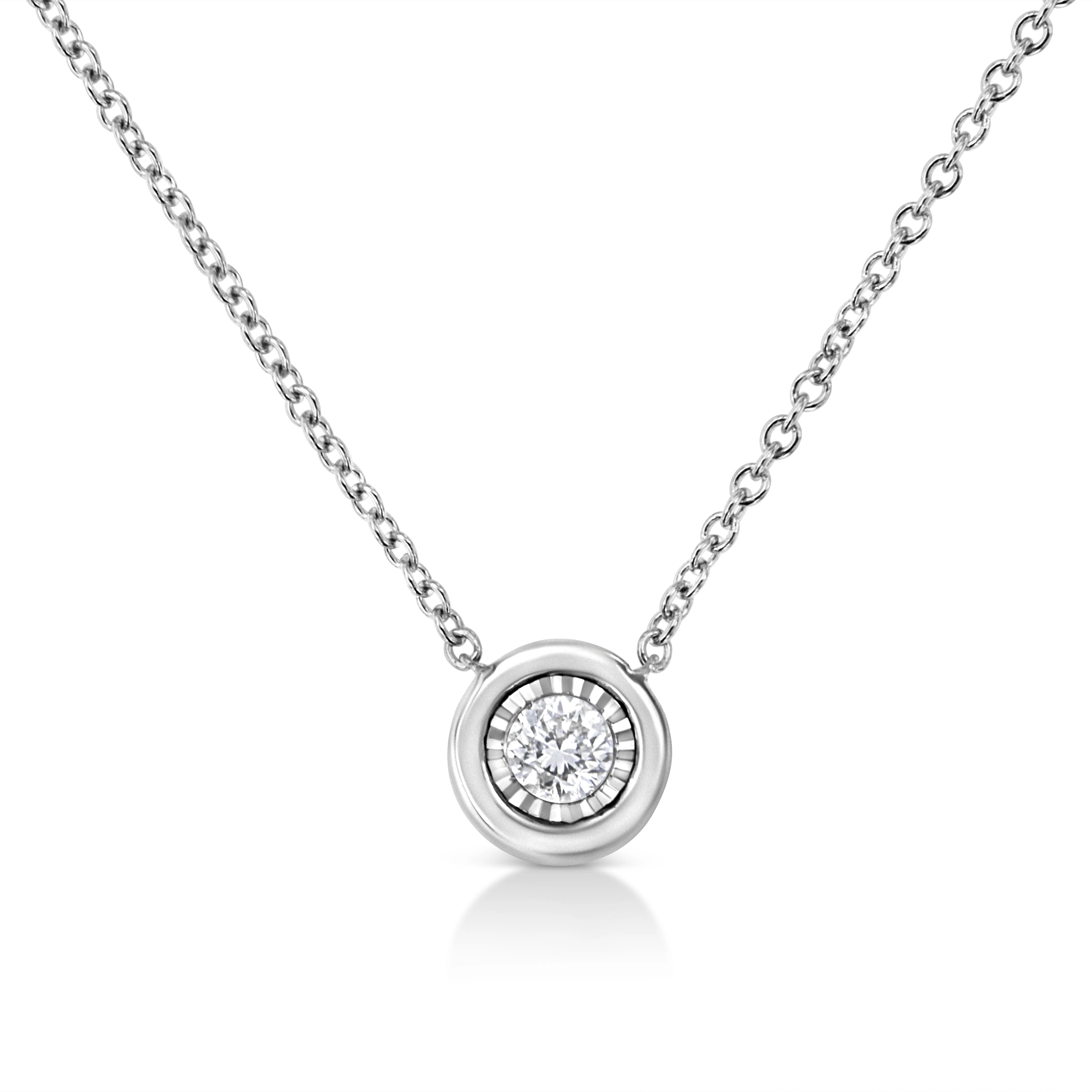 10K White Gold 1/10 Cttw Miracle Set Round-Cut Diamond Square Shape 18" Pendant Necklace (H-I Color, SI2-I1 Clarity) - Image 5