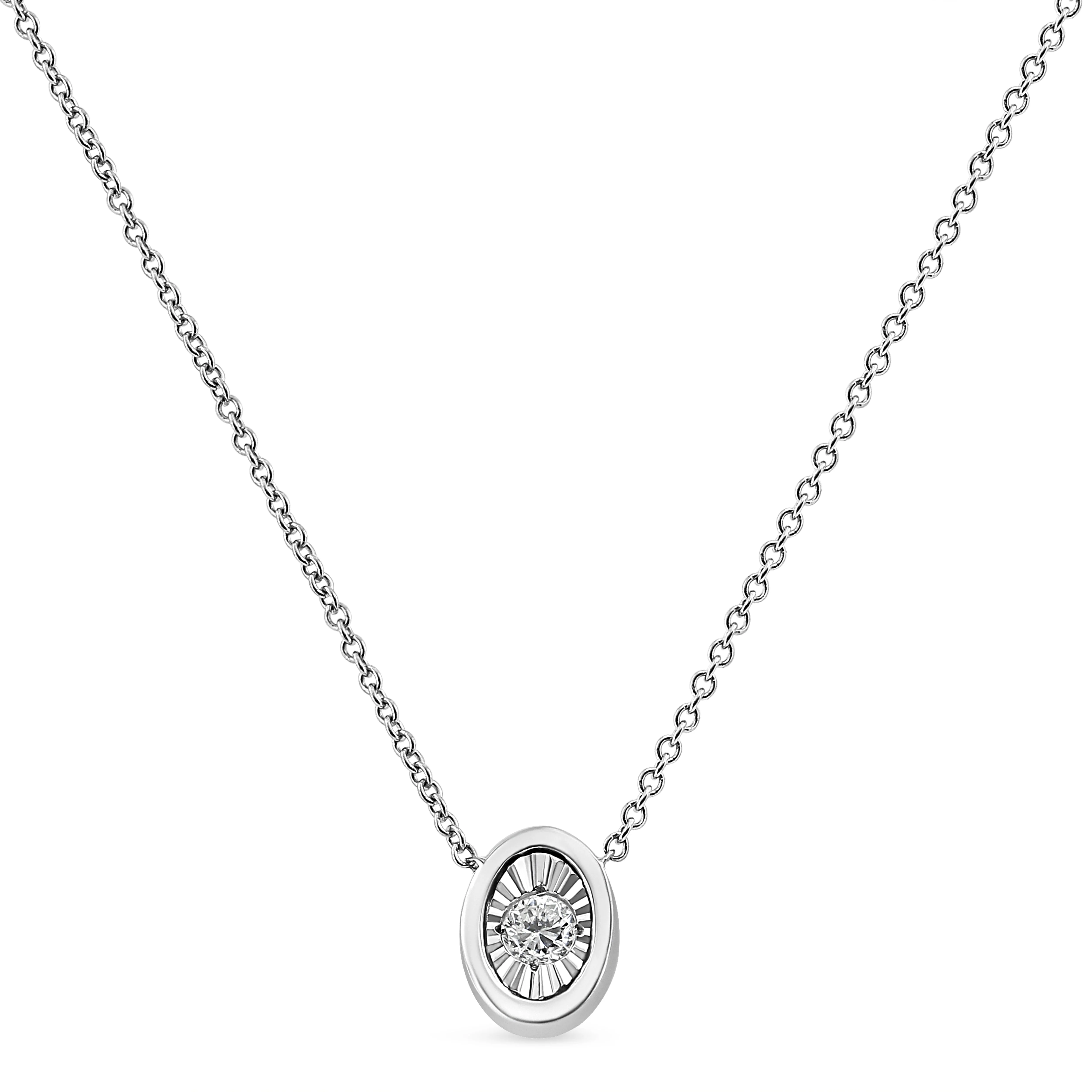 10K White Gold 1/10 Cttw Miracle Set Round-Cut Diamond Square Shape 18" Pendant Necklace (H-I Color, SI2-I1 Clarity) - Image 7