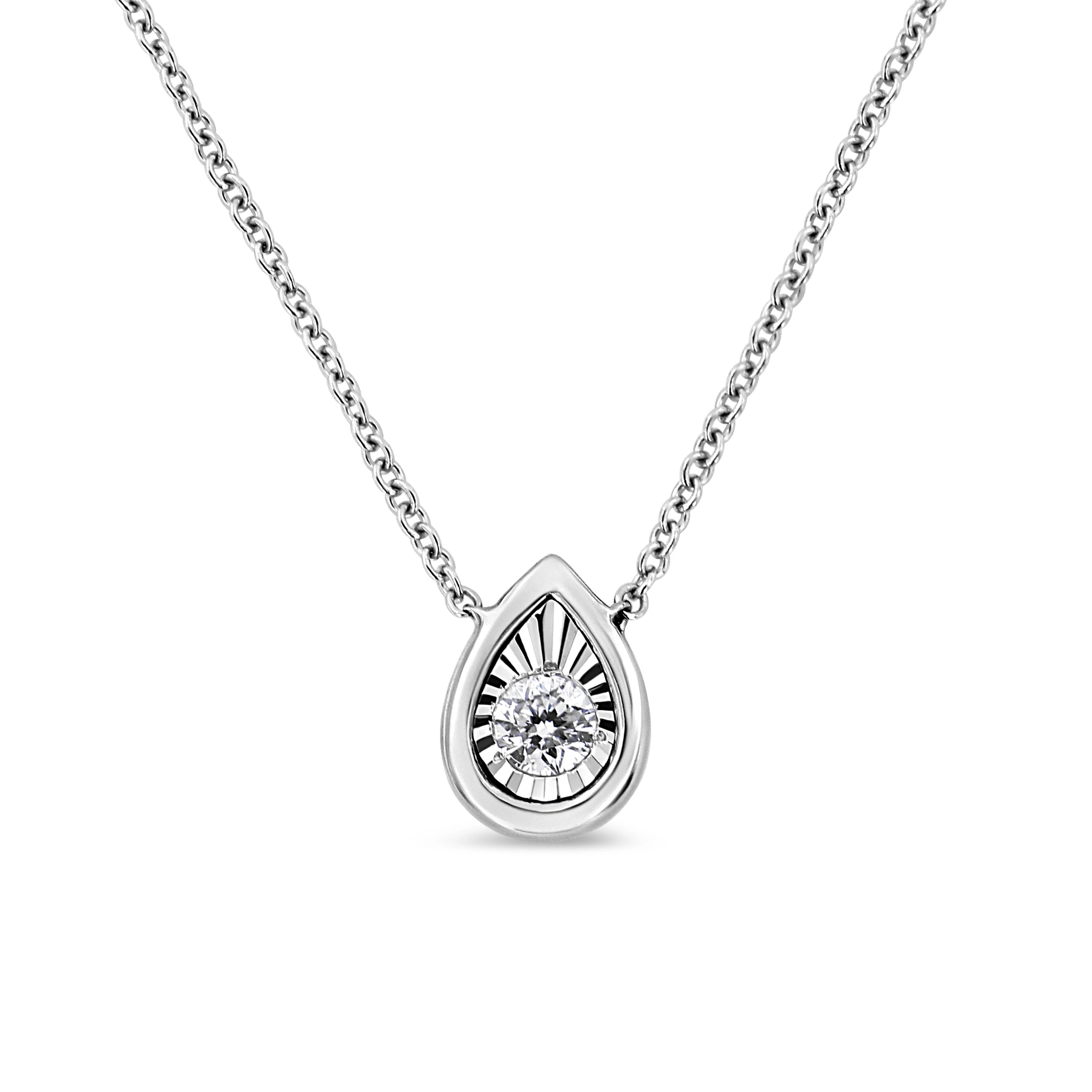 10K White Gold 1/10 Cttw Miracle Set Round-Cut Diamond Square Shape 18" Pendant Necklace (H-I Color, SI2-I1 Clarity) - Image 8