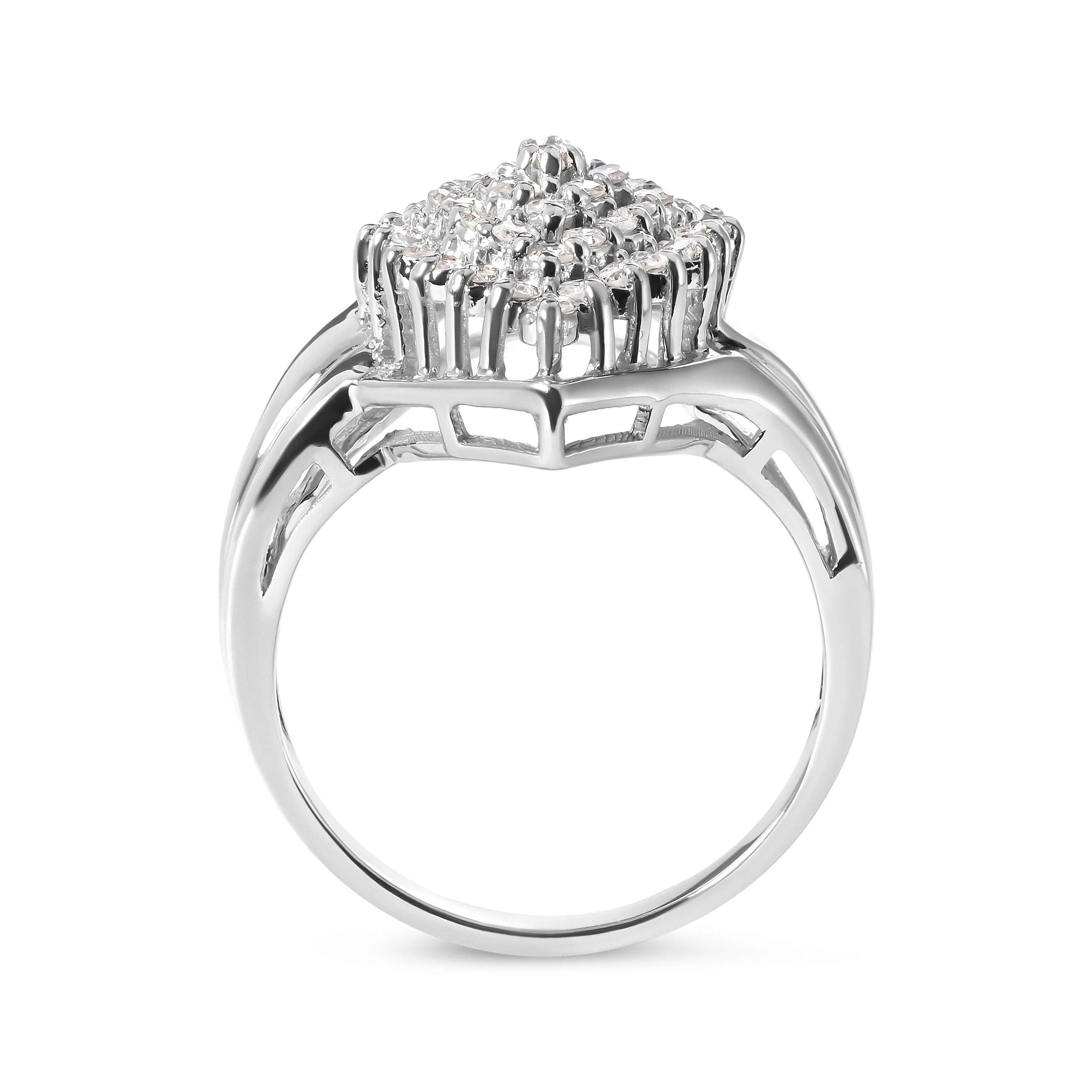 10K White Gold 1/2 Cttw Diamond Pear Shaped Cluster Ring (H-I Color, I1-I2 Clarity) - Ring Size 7 - Image 2