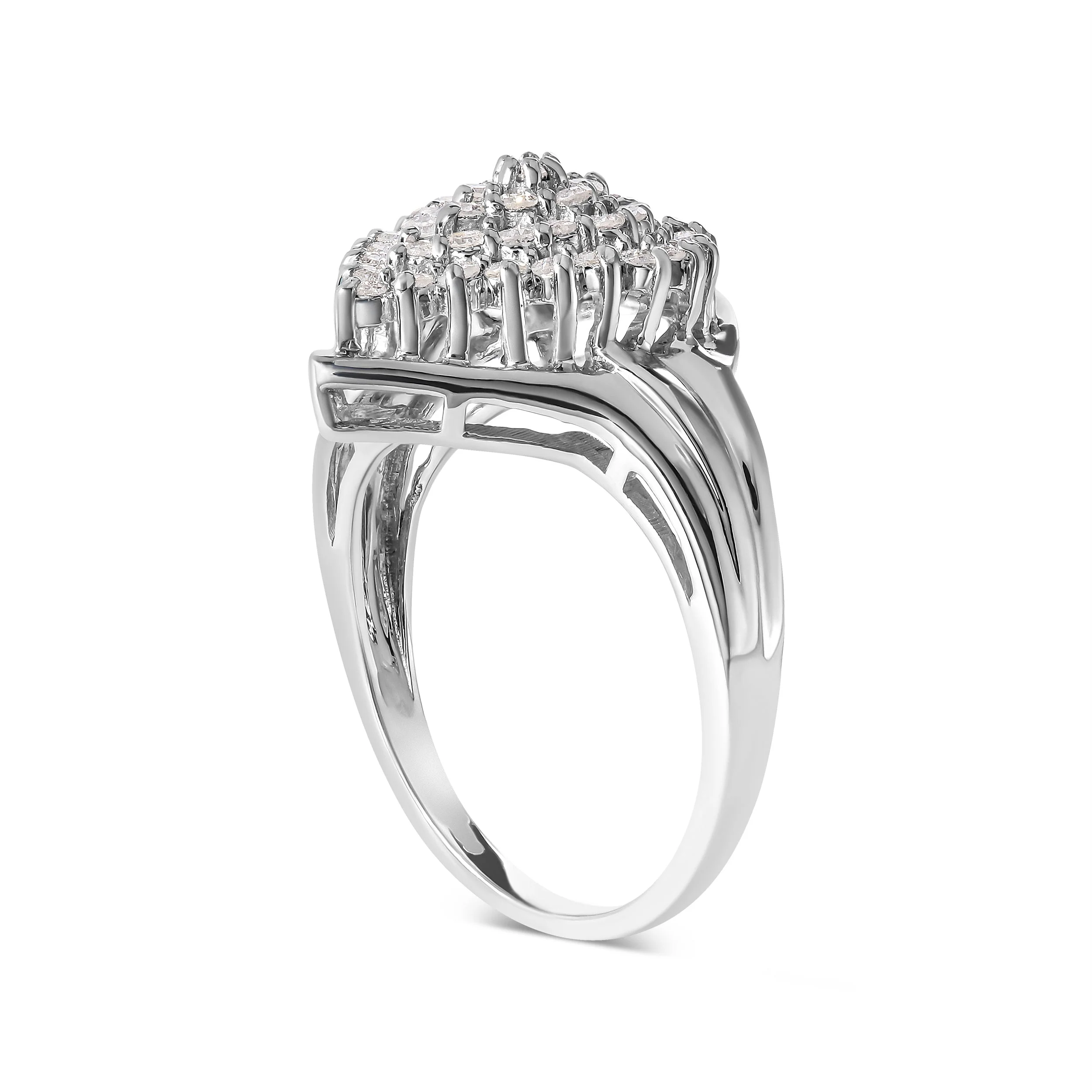10K White Gold 1/2 Cttw Diamond Pear Shaped Cluster Ring (H-I Color, I1-I2 Clarity) - Ring Size 7 - Image 3