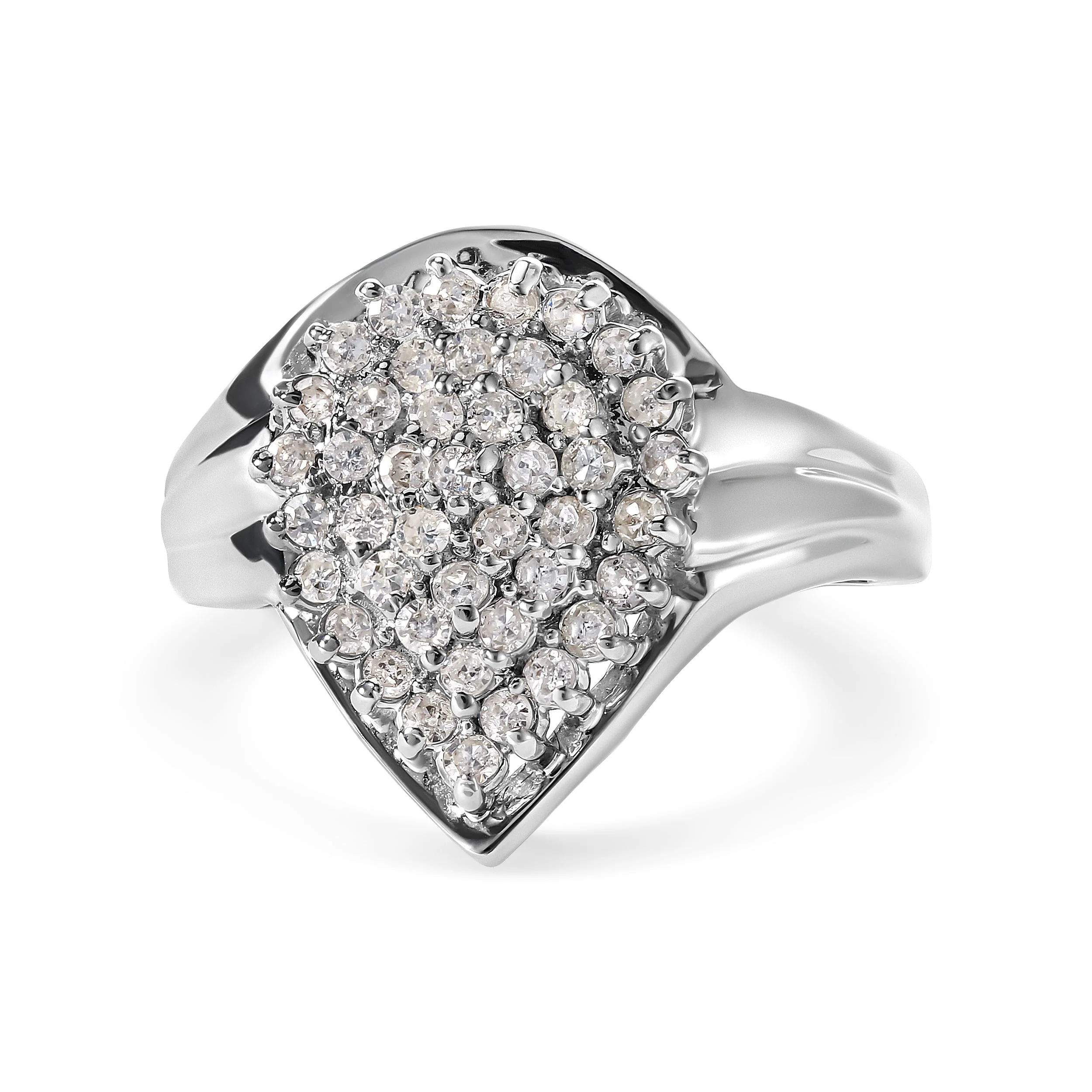 10K White Gold 1/2 Cttw Diamond Pear Shaped Cluster Ring (H-I Color, I1-I2 Clarity) - Ring Size 7 - Image 4