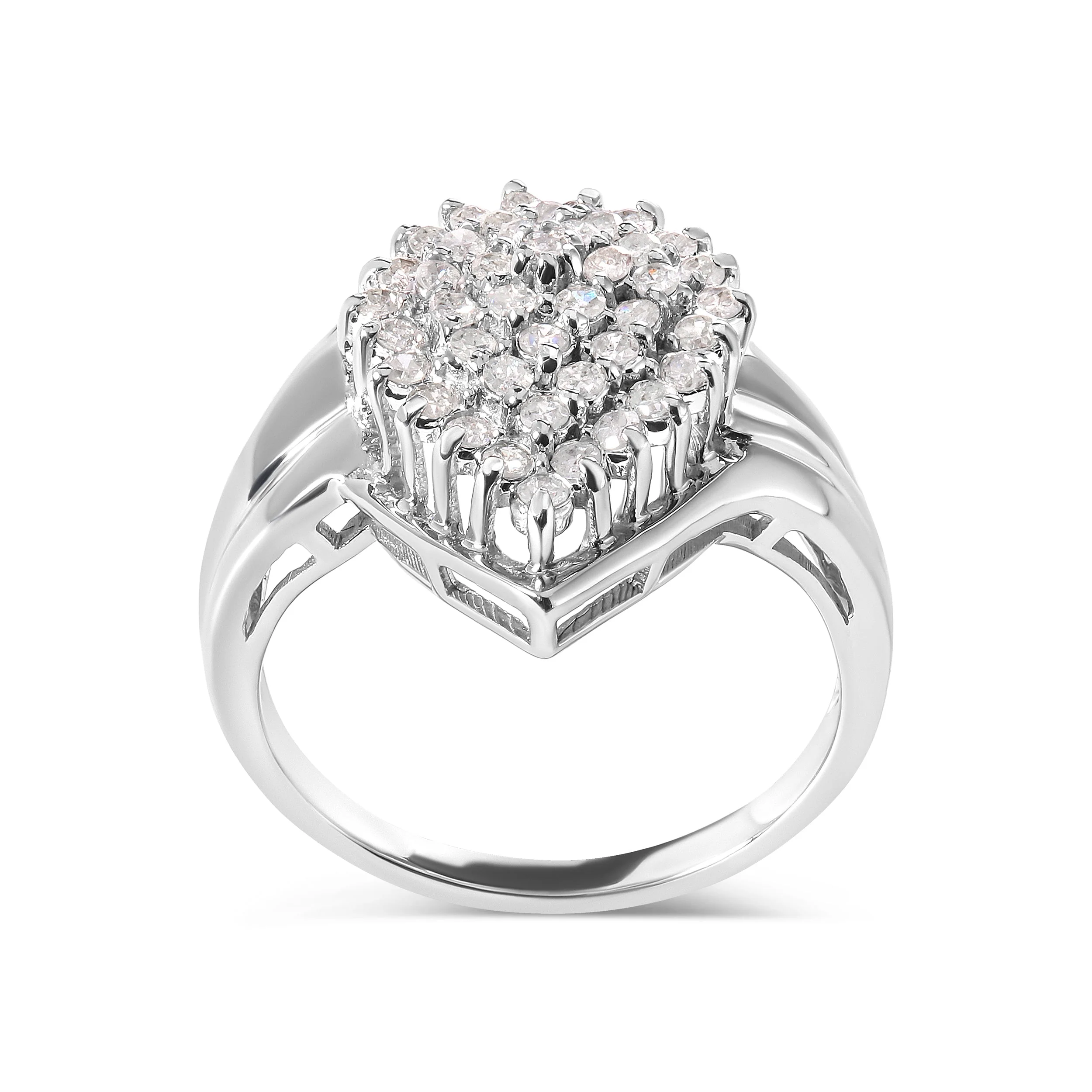 10K White Gold 1/2 Cttw Diamond Pear Shaped Cluster Ring (H-I Color, I1-I2 Clarity) - Ring Size 7 - Image 6