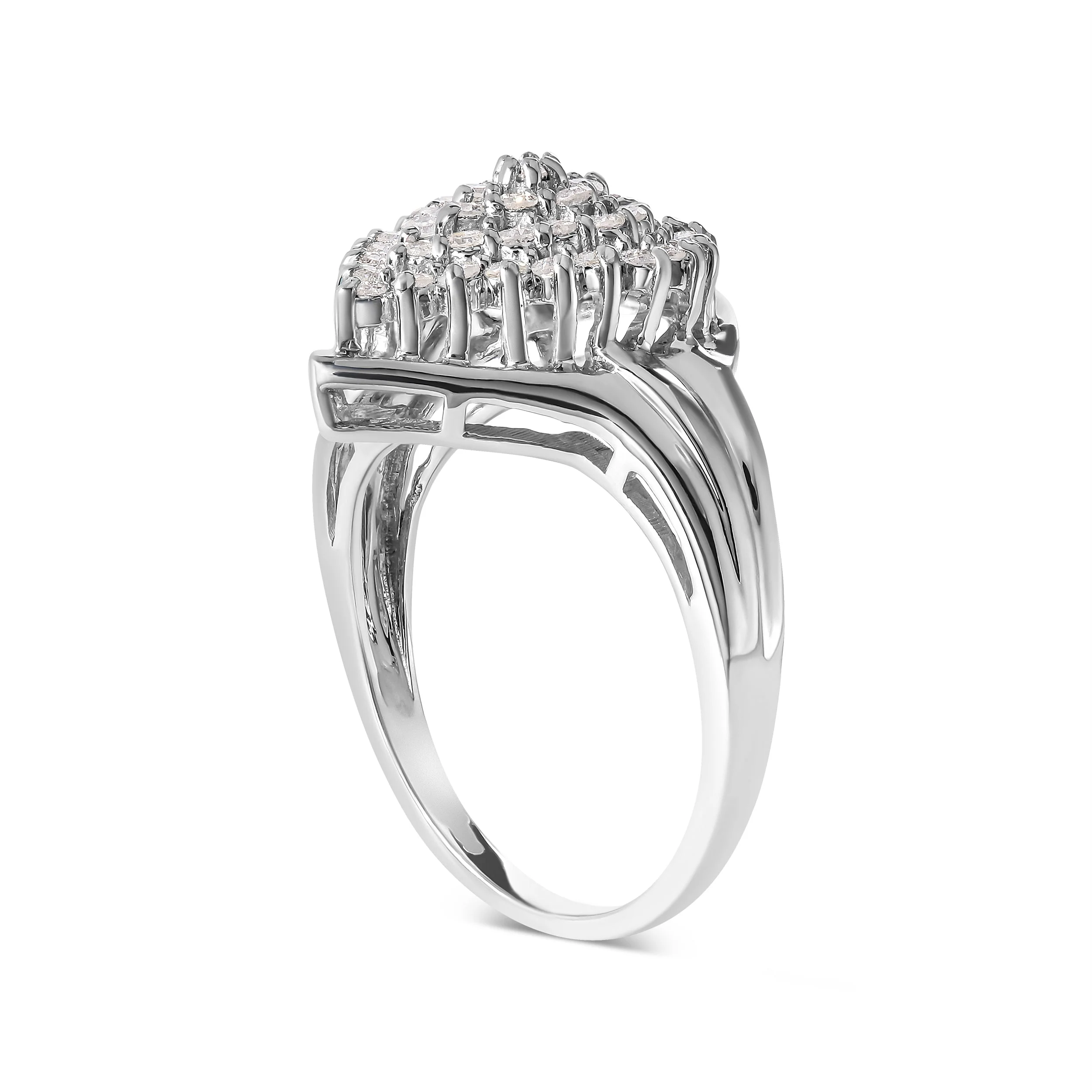 10K White Gold 1/2 Cttw Diamond Pear Shaped Cluster Ring (H-I Color, I1-I2 Clarity) - Ring Size 7 - Image 8