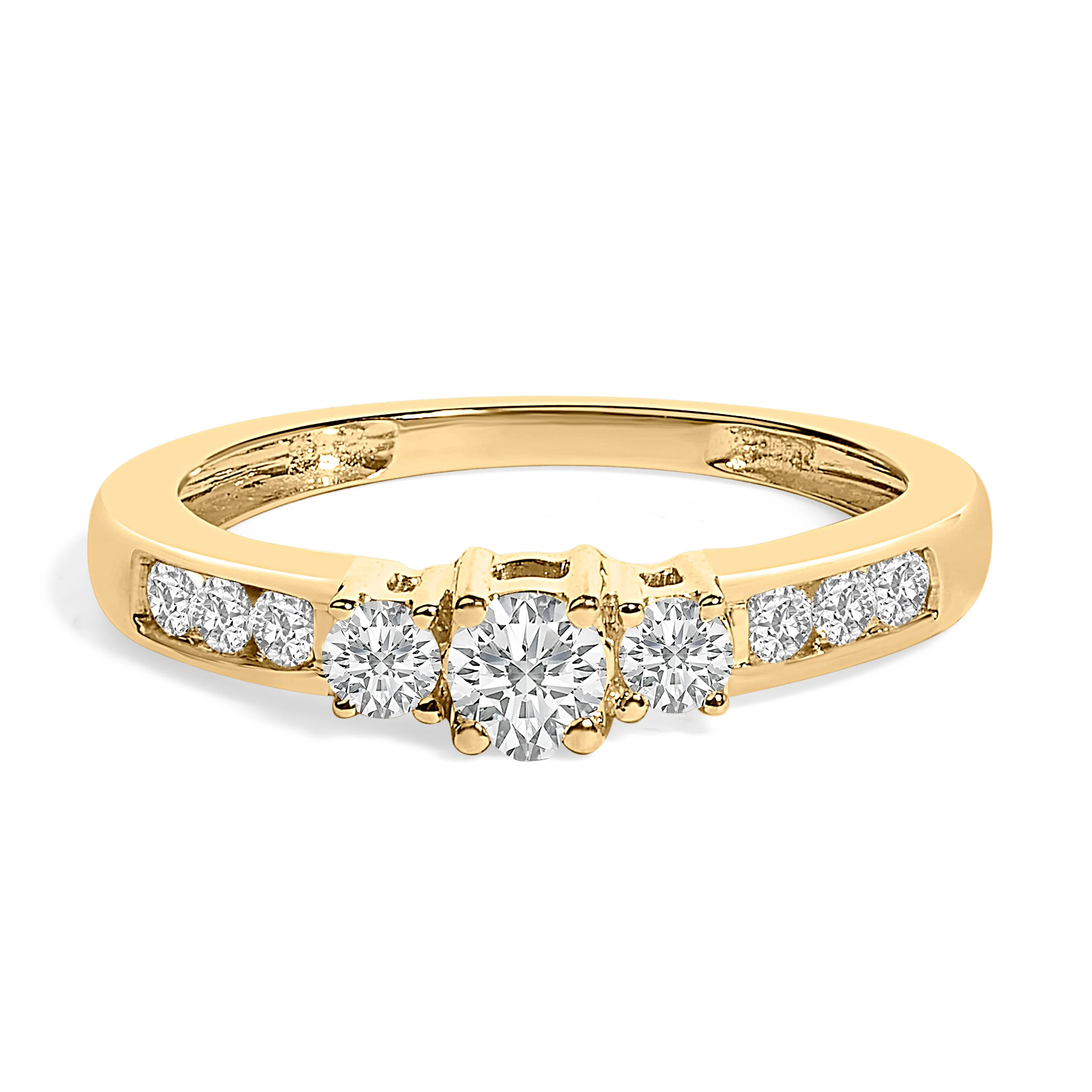 10K White Gold 1/2 Cttw Diamond Three Stone Ring - Image 6
