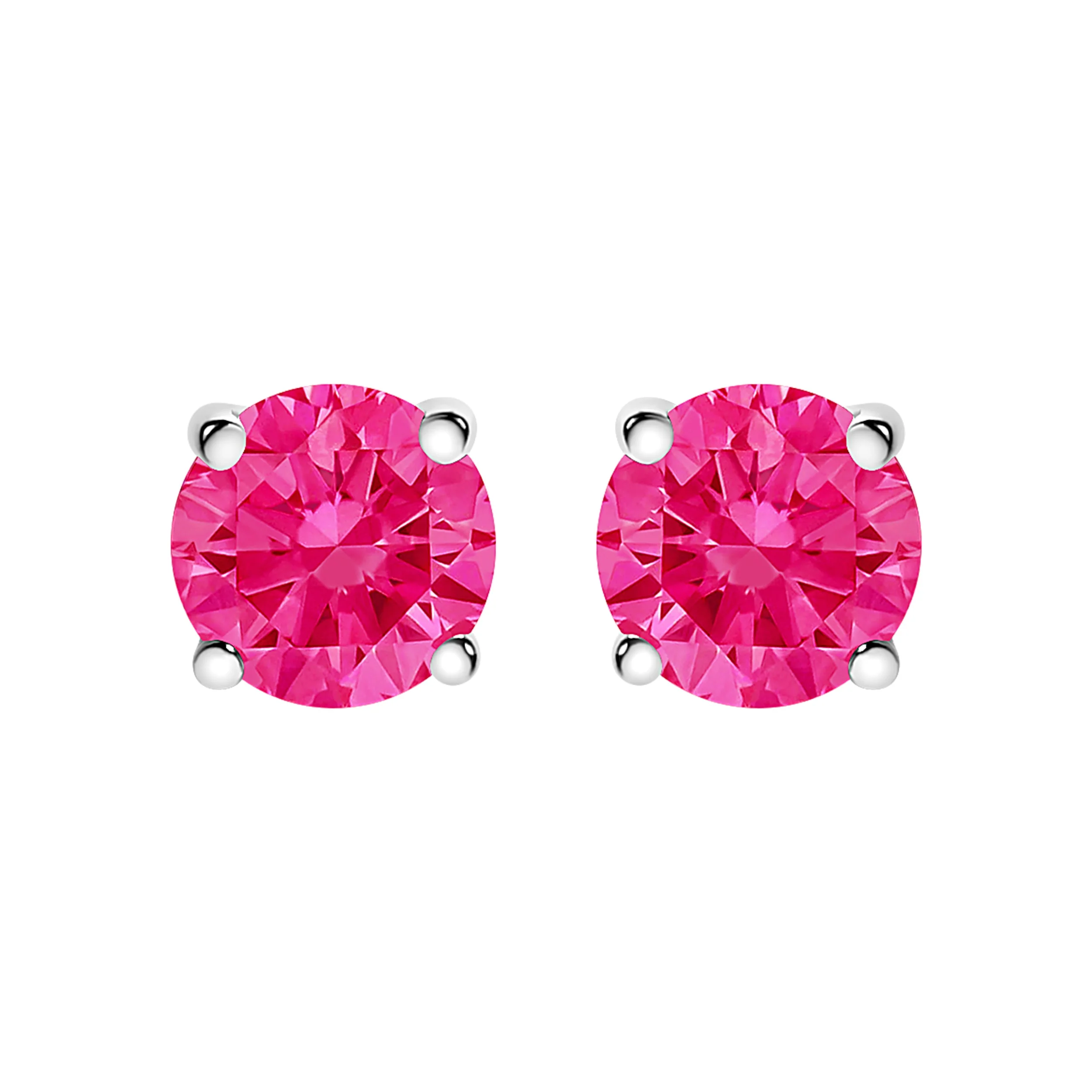 10K White Gold 1/2 Cttw Lab Created Round Brilliant Cut Pink Diamond Classic 4-Prong Solitaire Stud Earrings (Fancy Pink Color, VVS2-VS1 Clarity) - Image 6
