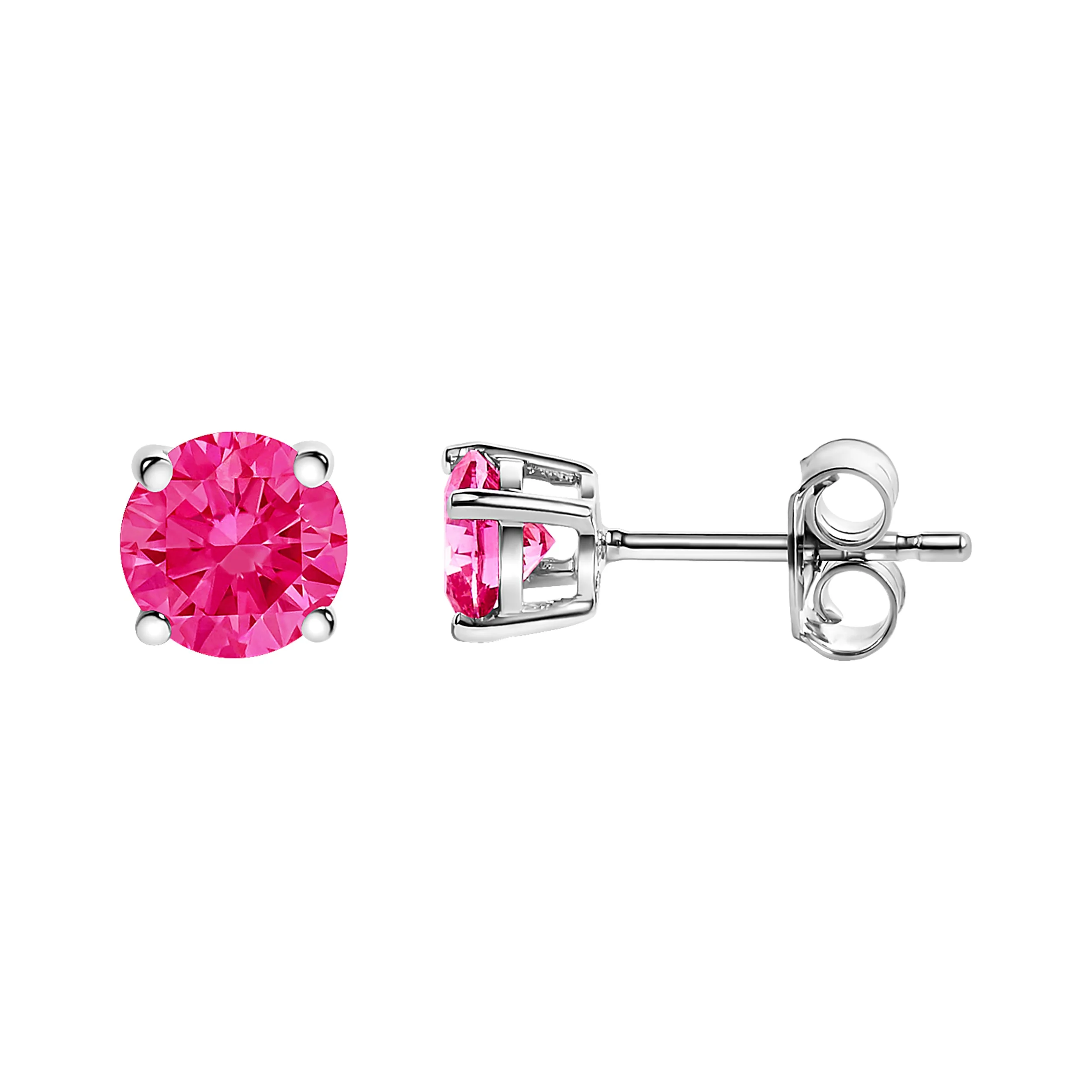 10K White Gold 1/2 Cttw Lab Created Round Brilliant Cut Pink Diamond Classic 4-Prong Solitaire Stud Earrings (Fancy Pink Color, VVS2-VS1 Clarity) - Image 7
