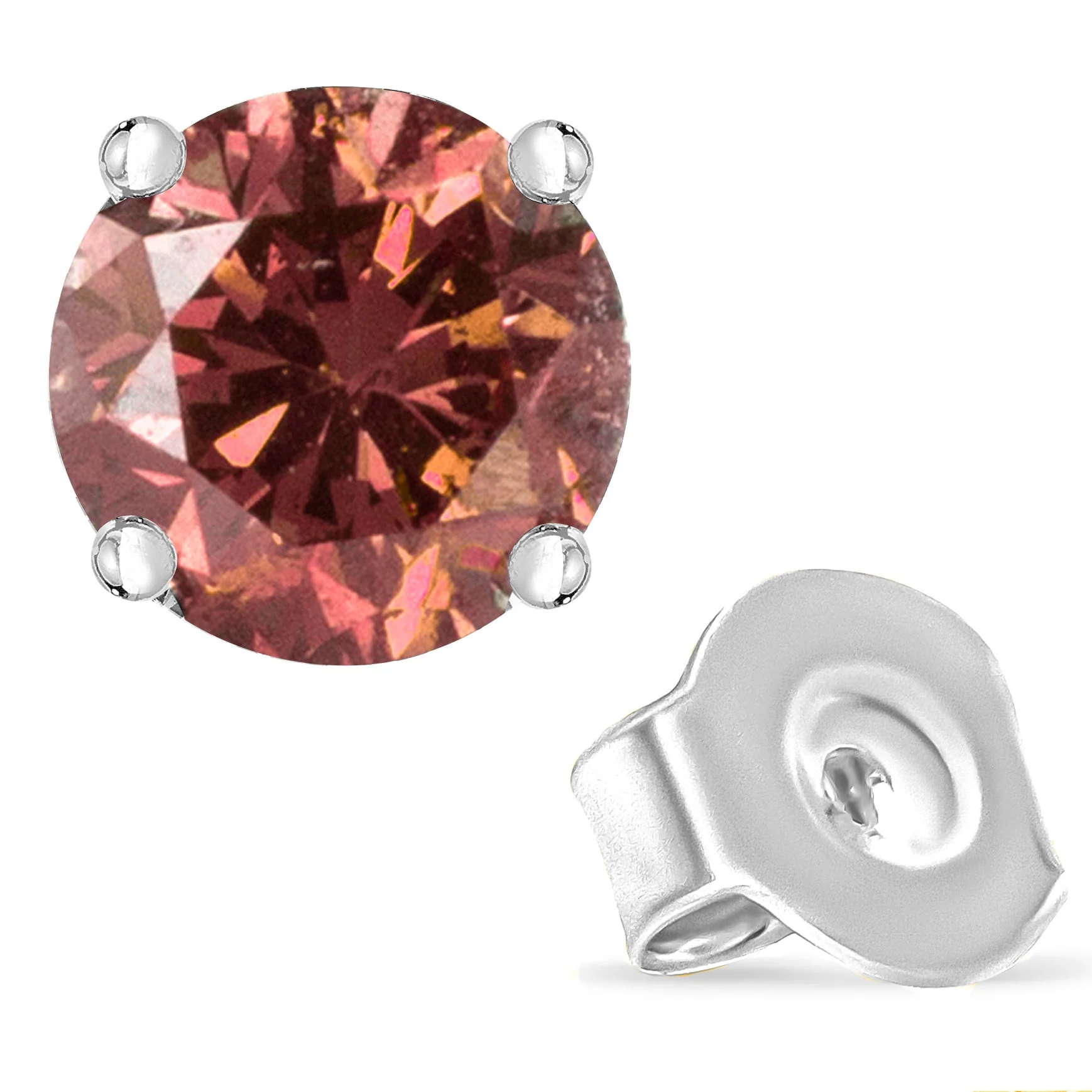 10K White Gold 1/2 Cttw Lab Created Round Brilliant Cut Pink Diamond Classic 4-Prong Solitaire Stud Earrings (Fancy Pink Color, VVS2-VS1 Clarity) - Image 8
