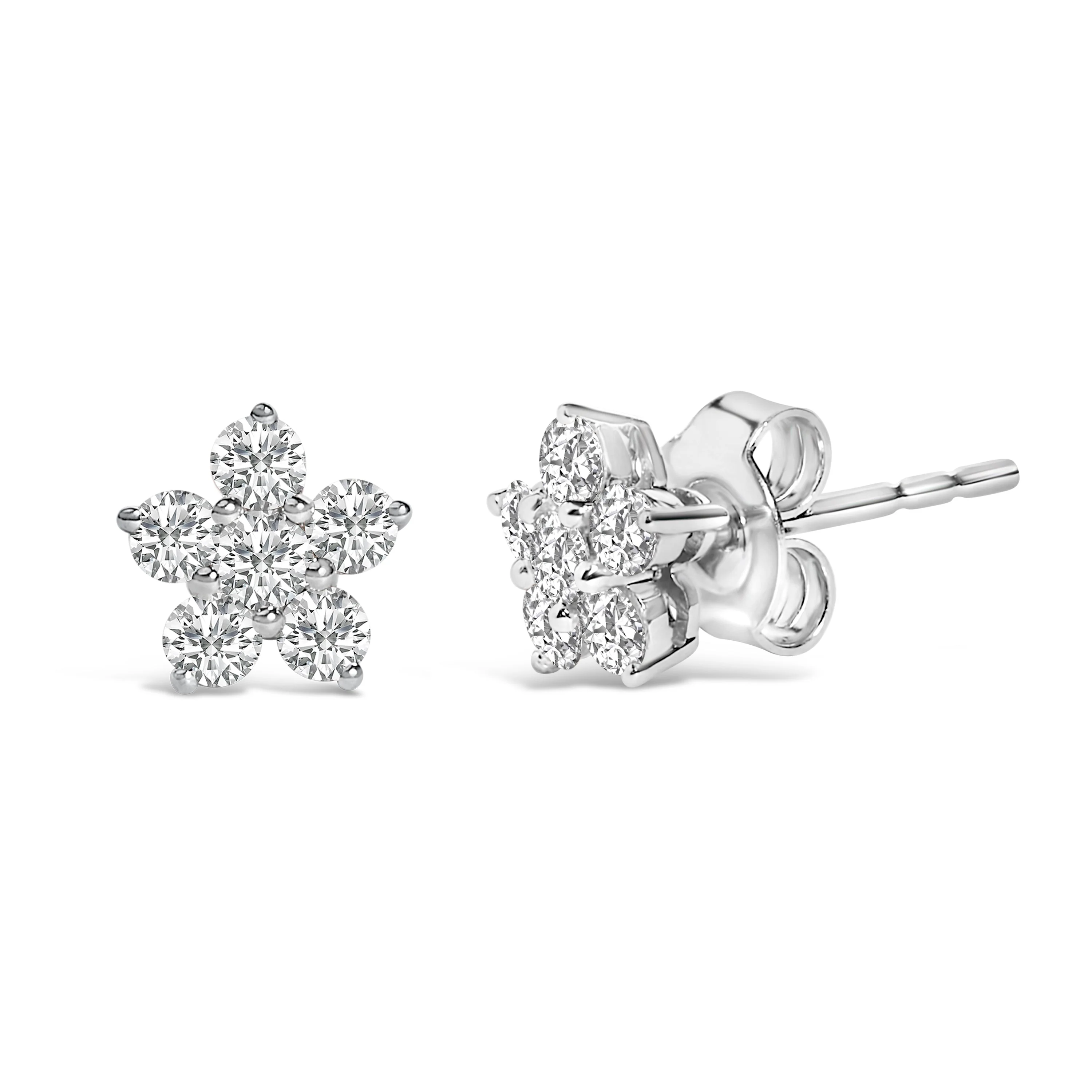 10K White Gold 1/2 Cttw Lab Grown Diamond Star Stud Earrings - Image 2